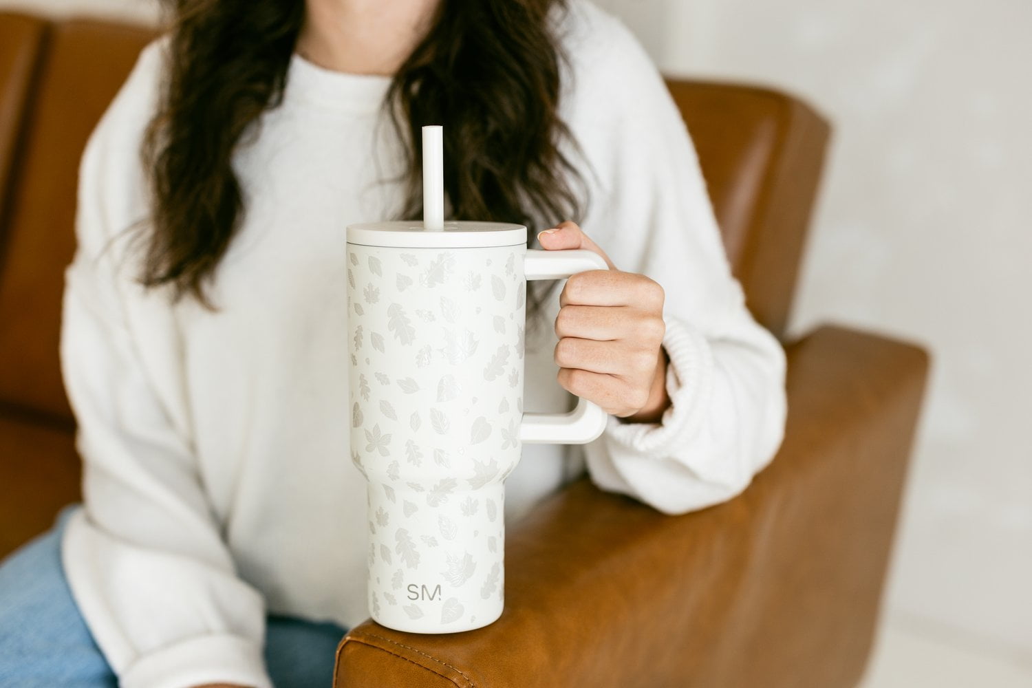 Simple Modern 30 fl oz Insulated Stainless Steel Trek Tumbler with Straw Lid | Seaglass Sage and Cream Checkmate Edition-16A6