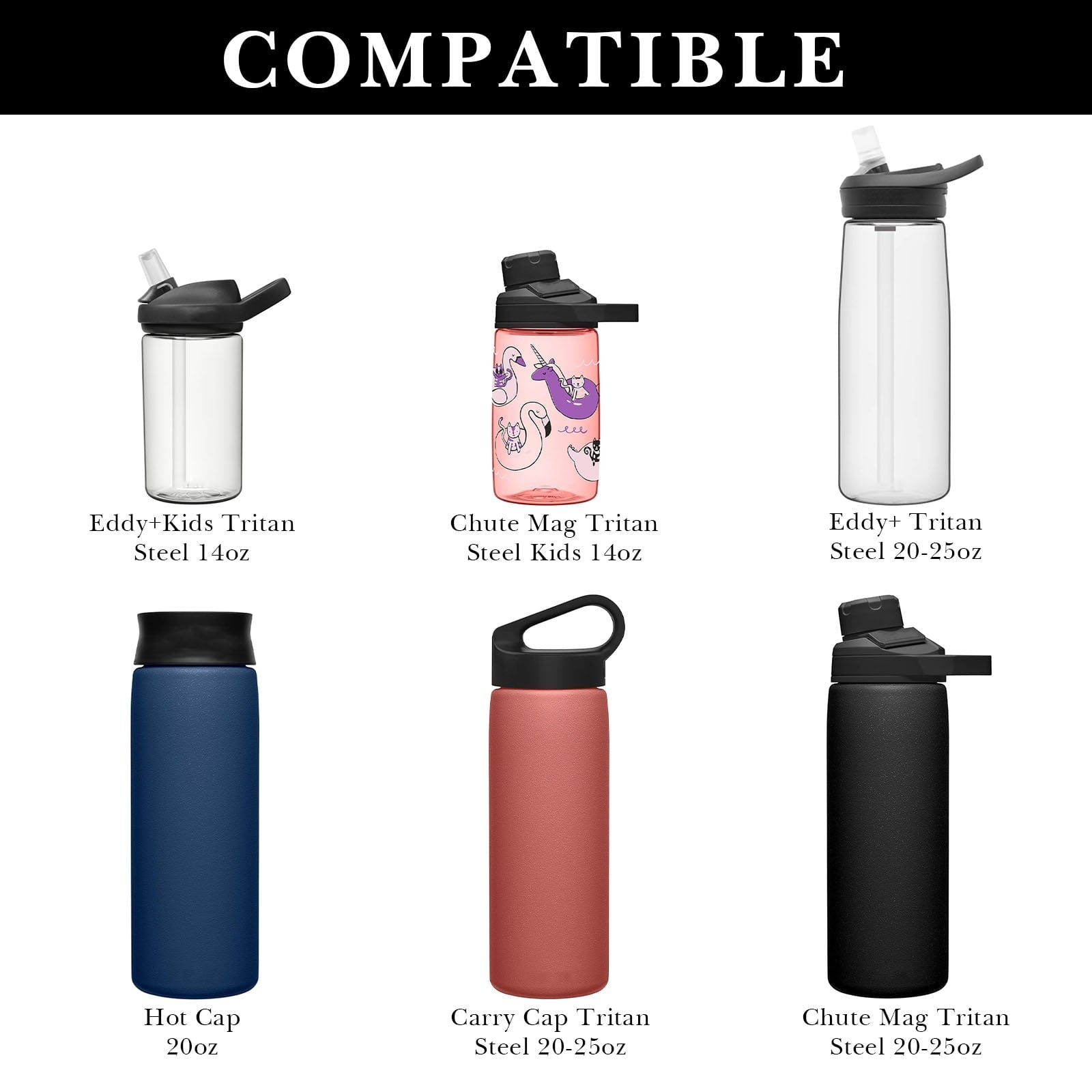 Linkidea 2 Pack Water Bottle Boot Compatible with CamelBak Eddy+20oz/25oz, Chute Mag 20oz/25oz, Carry Cap, Silicone Anti-Slip Bottle Bottom Bumper Protector (Clear White) Edition-879Q
