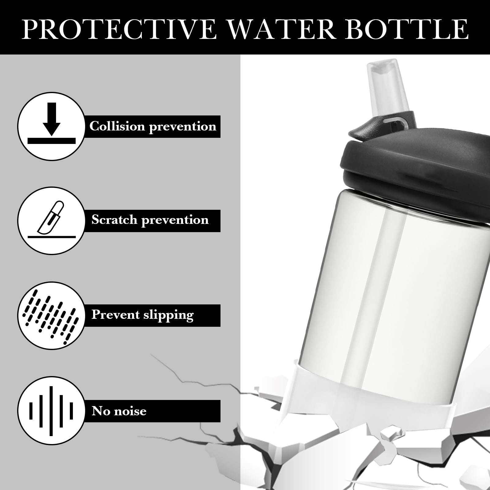 Linkidea 2 Pack Water Bottle Boot Compatible with CamelBak Eddy+20oz/25oz, Chute Mag 20oz/25oz, Carry Cap, Silicone Anti-Slip Bottle Bottom Bumper Protector (Clear White) Edition-879Q