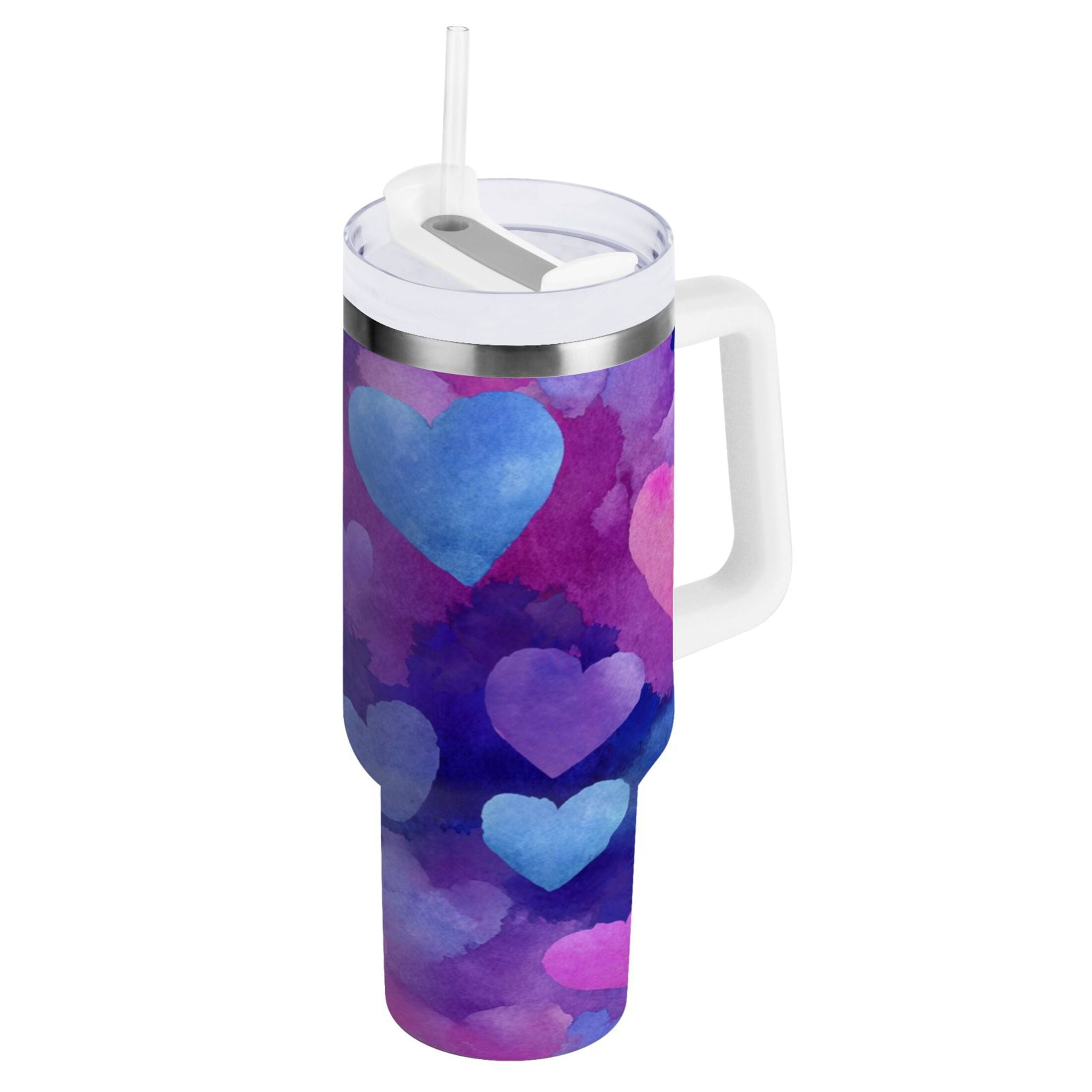 30 oz Insulated Stainless Steel Tumbler Double Wall Stainless Steel Tumbler with 2-Way Drinking Indigo and Violet Hearts Edition-2RAO