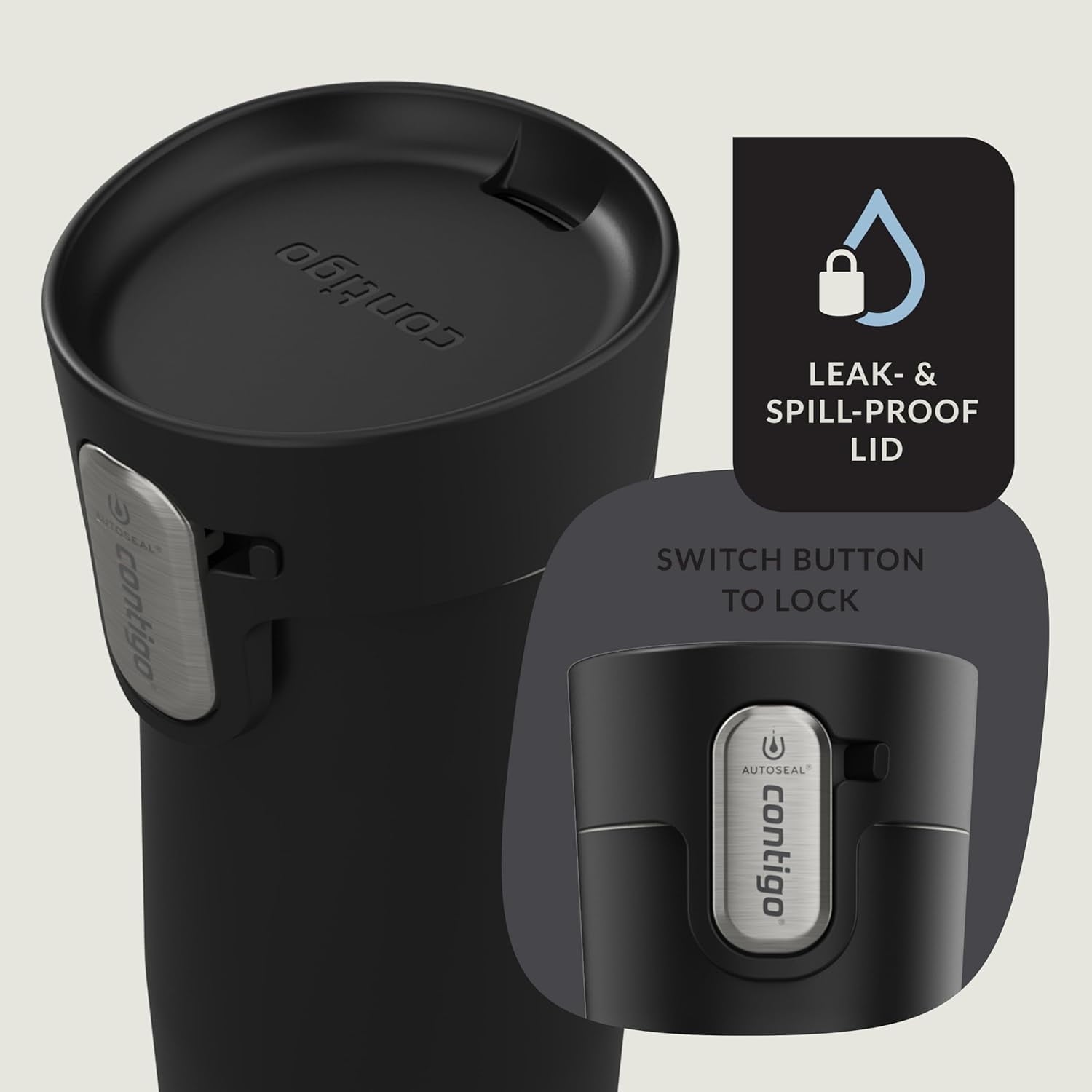 Contigo AUTOSEAL West Loop Vacuum-Insulated Stainless Steel Travel Mug with Easy-Clean Lid, 12oz, Matte Black Edition-W32Y