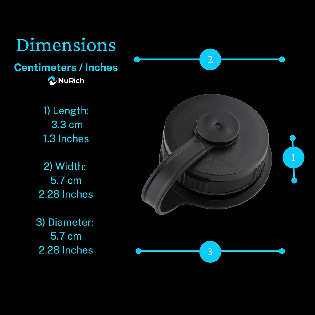 NuRich Loop Top Lid for Wide Mouth Hydro Flask, Nalgene &amp; Simple Water Bottles Edition-V43R