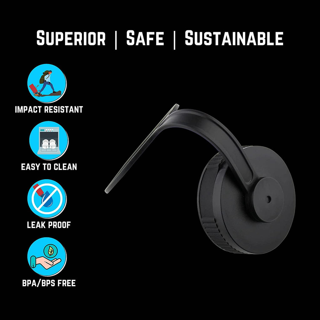 NuRich Loop Top Lid for Wide Mouth Hydro Flask, Nalgene &amp; Simple Water Bottles Edition-V43R