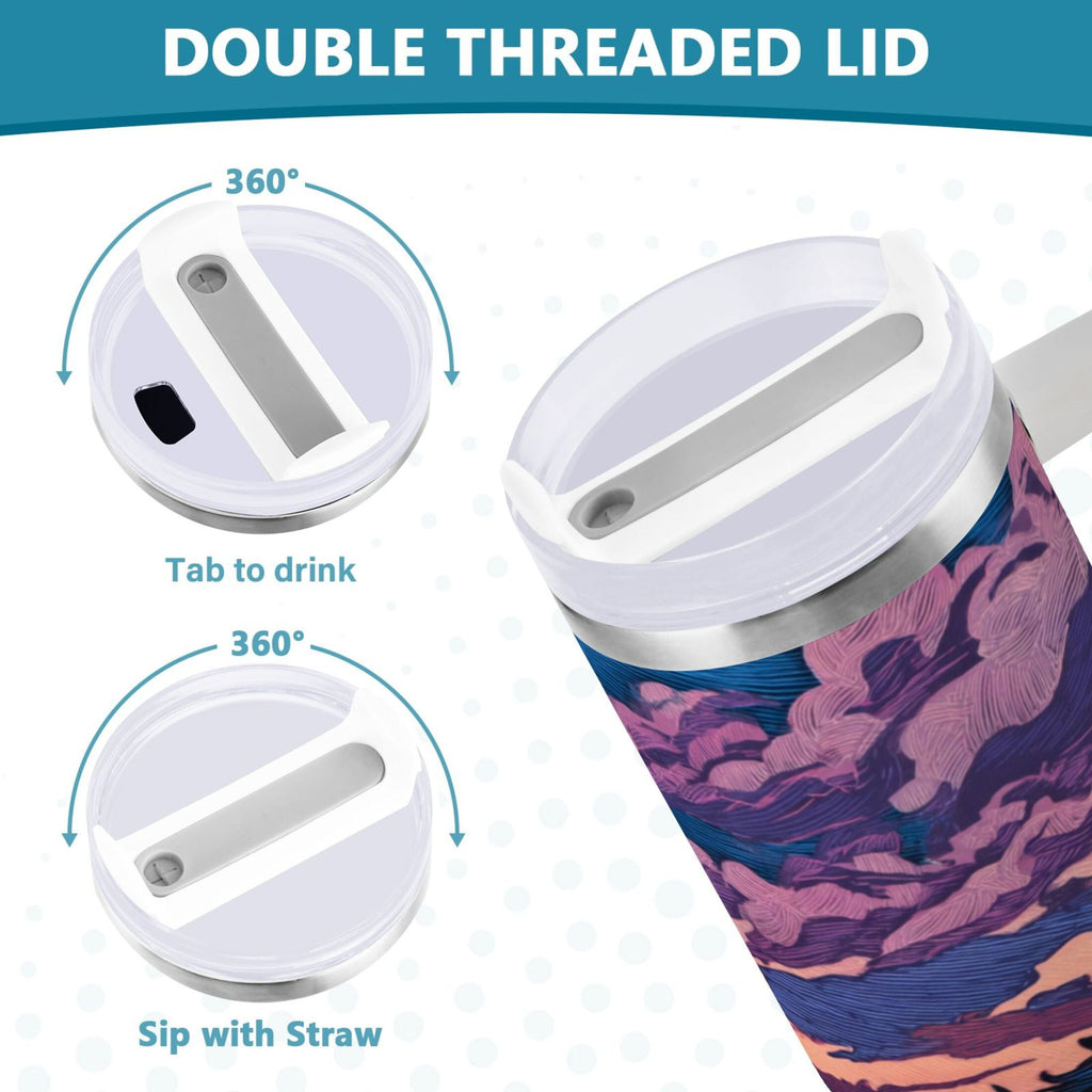 40 oz Insulated Stainless Steel Tumbler Double Wall Stainless Steel Tumbler with 2-Way Drinking Wild Horses Running Edition-VW8K