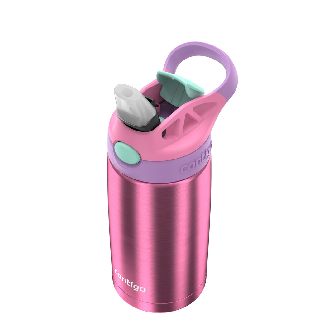 Contigo Kid's 13 oz. AutoSpout Straw Water Bottle - Stainless Steel/Azalea/Pansy Edition-J5CU