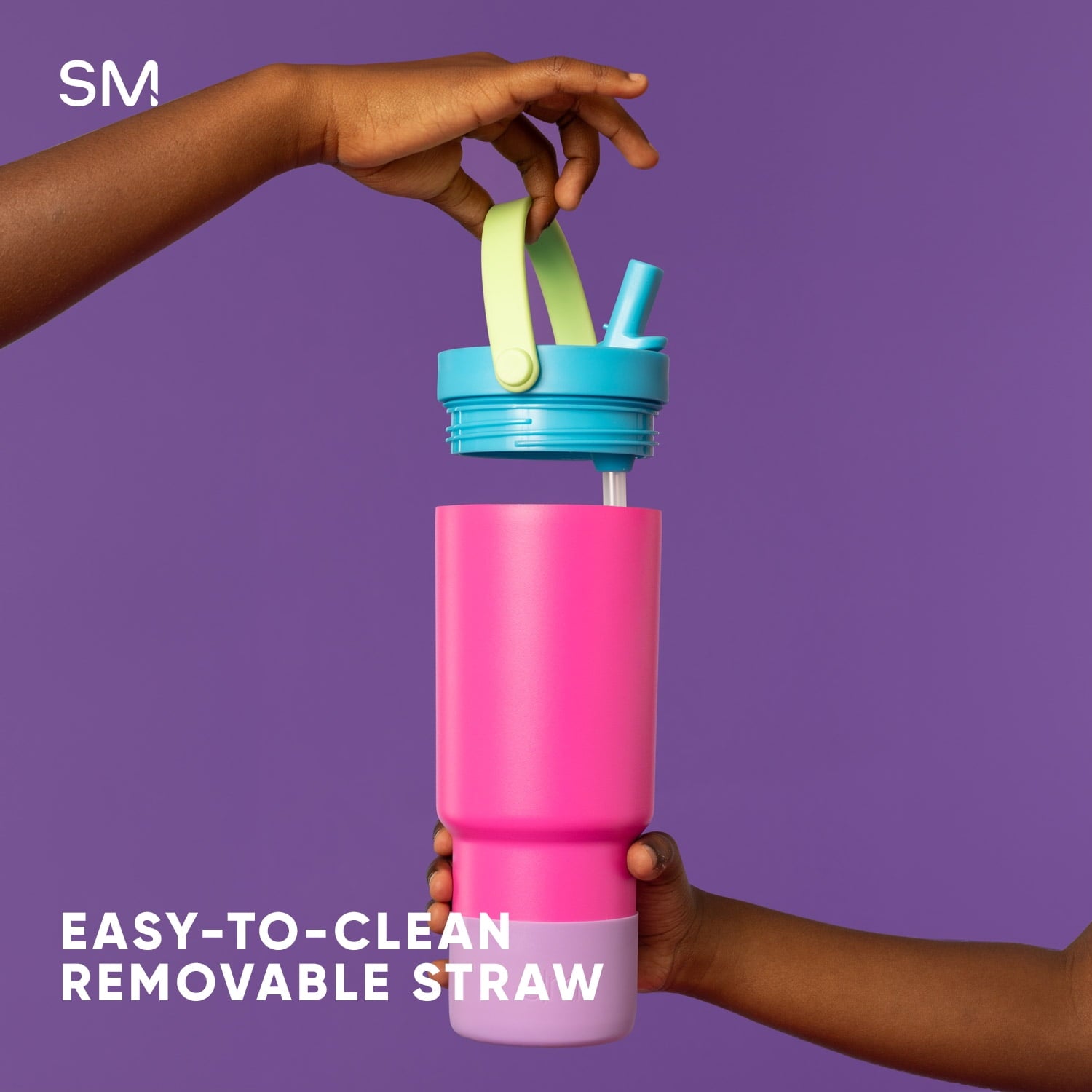Simple Modern 24 fl oz Insulated Stainless Steel Trek Pivot Tumbler with Straw Lid and Top Handle|Cotton Candy Tie Dye Edition-JDNP