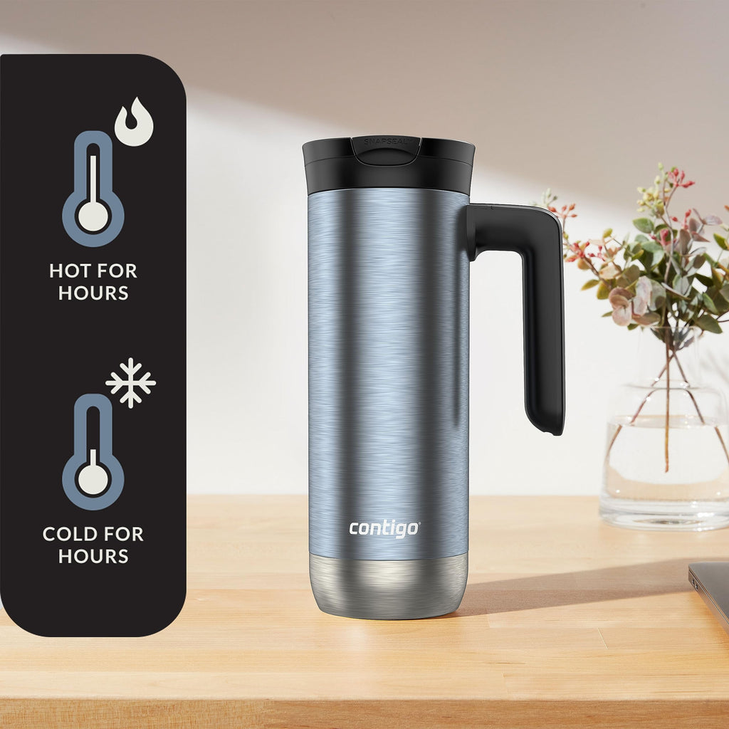Contigo 20 oz. Superior 2.0 SnapSeal Stainless Steel Travel Mug - Dark Ice Edition-PVR5