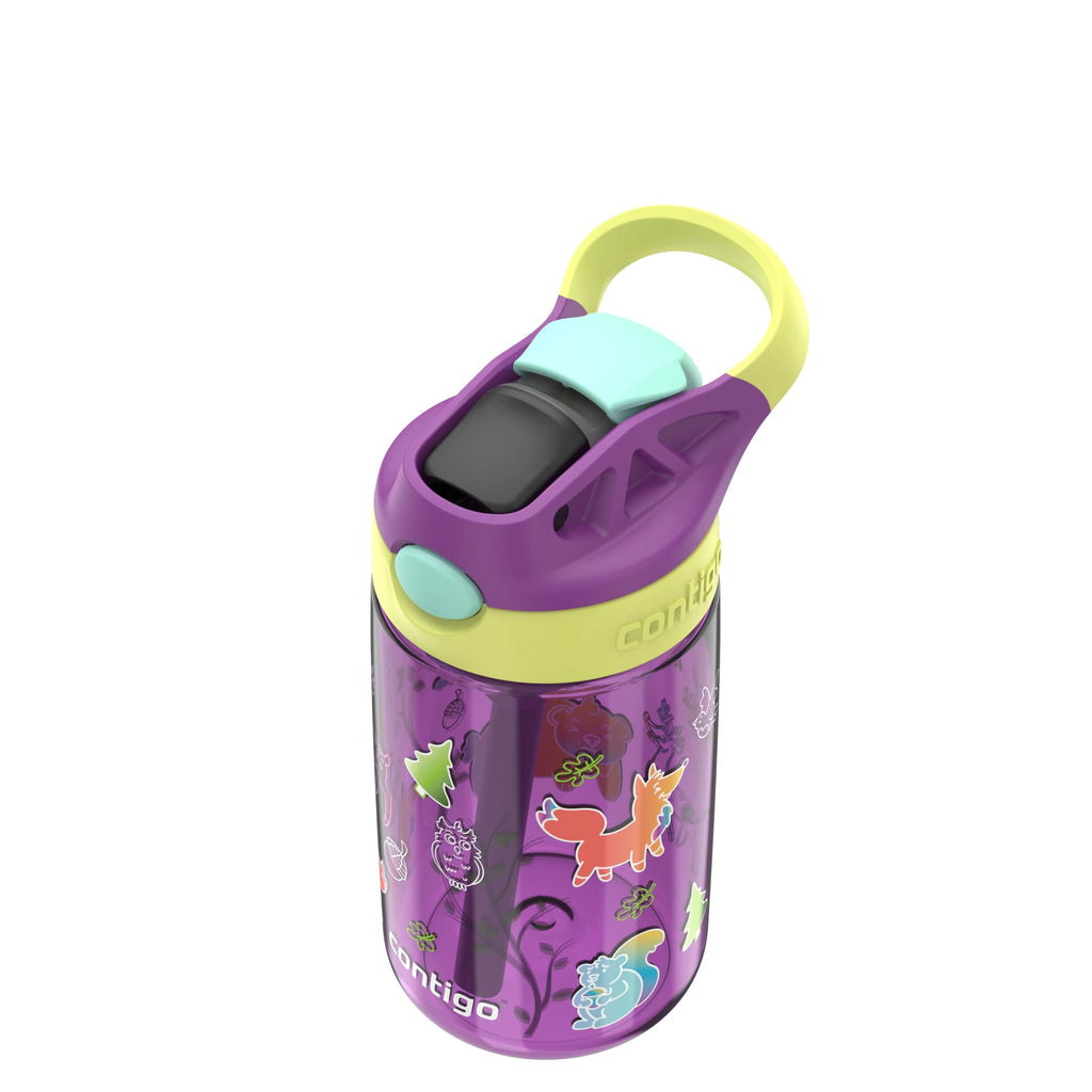 Contigo Kids Water Bottle with Redesigned AUTOSPOUT Straw, 14 oz, Grape Forest Haven Edition-W89R