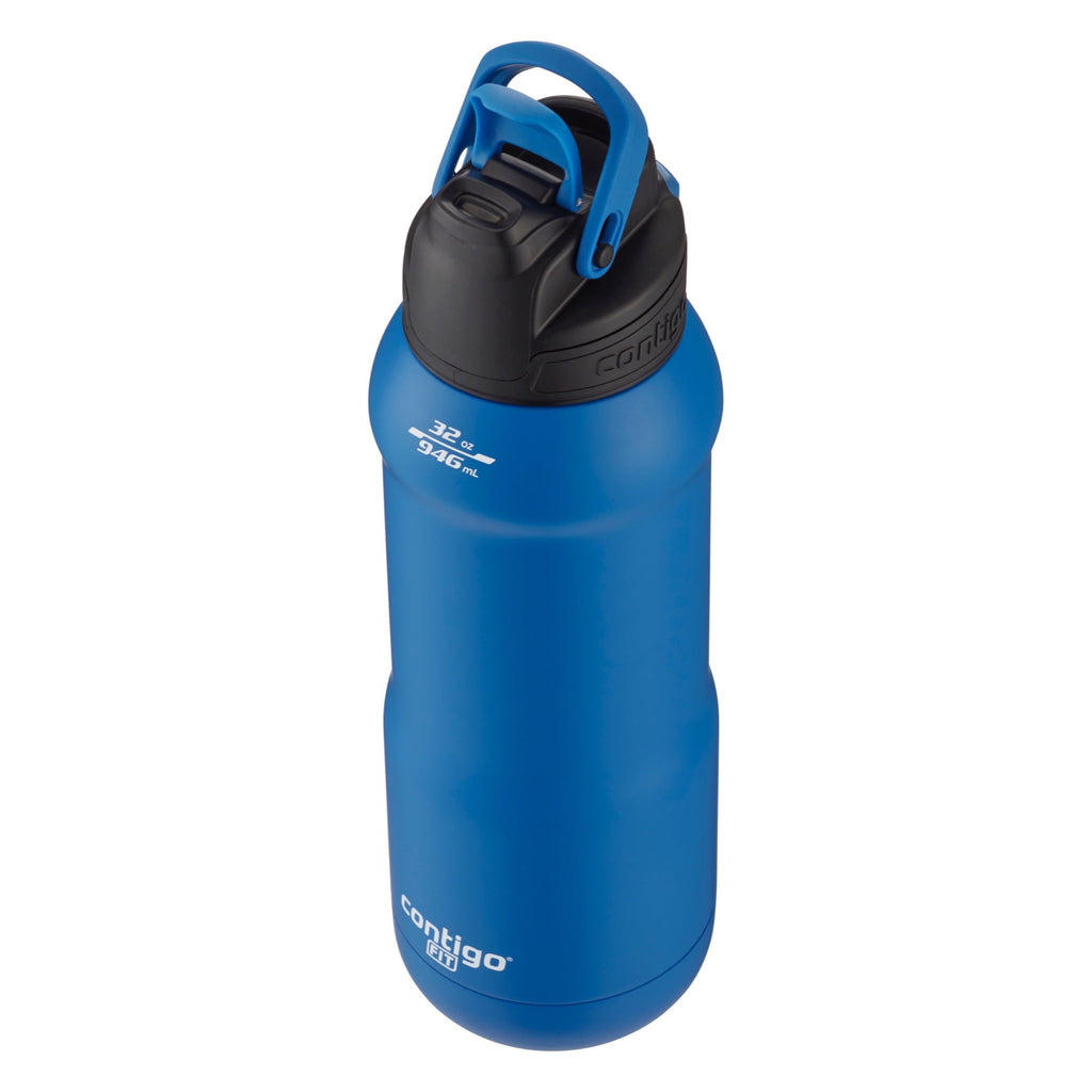 Contigo Fit Stainless Steel AUTOSPOUT Water Bottle with Straw, Blue Amp, 32 fl oz. Edition-DMJ9