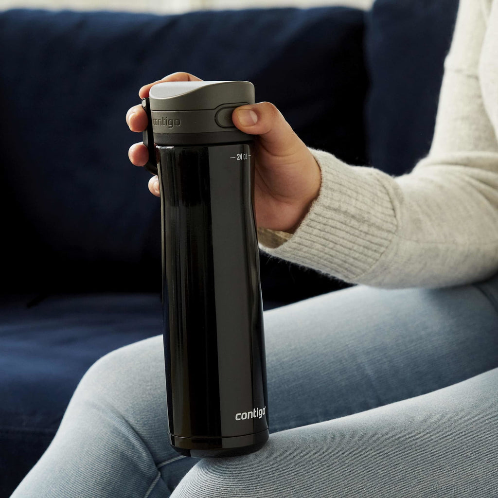 Contigo Jackson Chill Bundle 2 Water Bottles Black 24oz and Blueberry 20oz with Autopop Lid Edition-Y2WR
