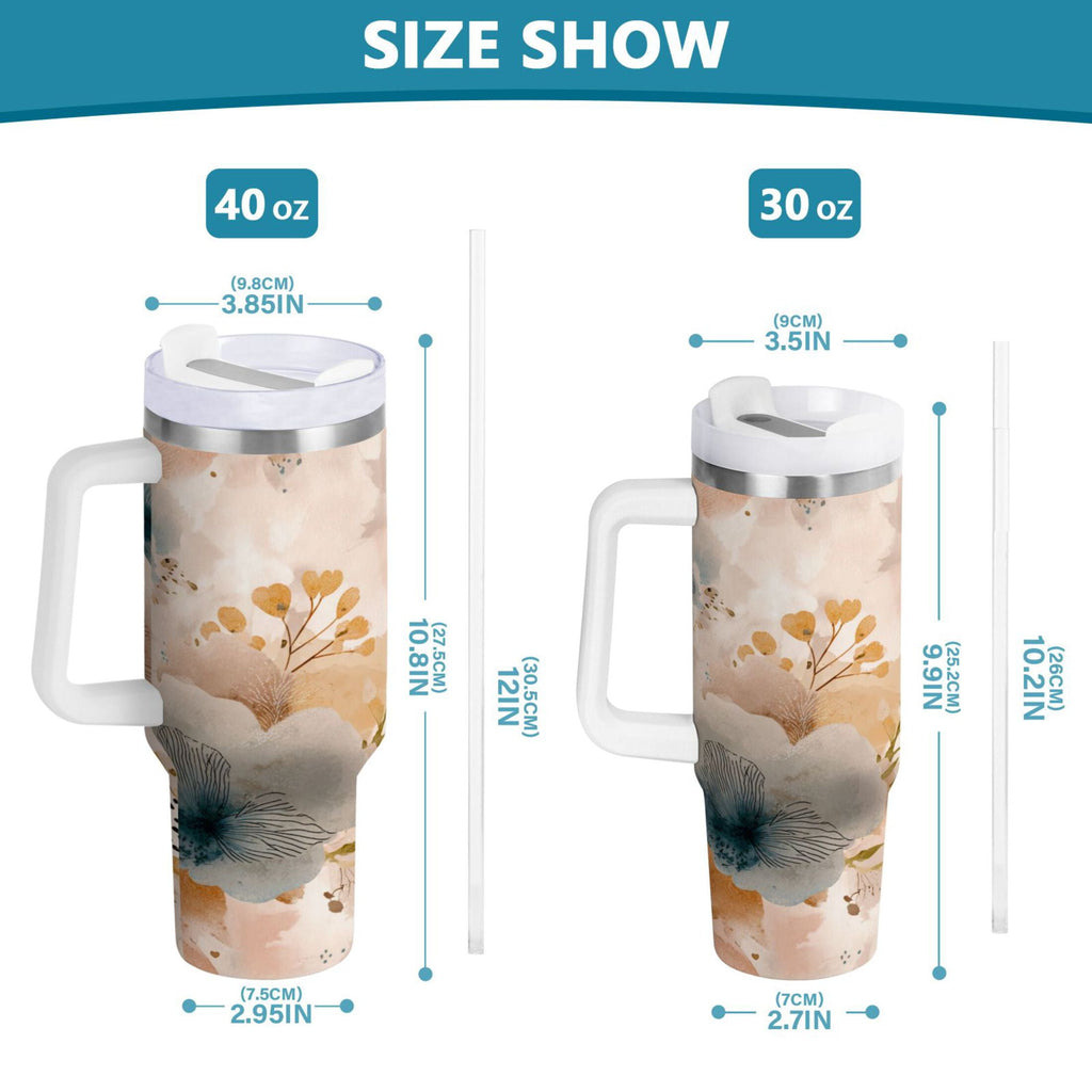 30 oz Insulated Stainless Steel Tumbler Double Wall Stainless Steel Tumbler with 2-Way Drinking Hazy Ethereal Flowers Edition-TQHC