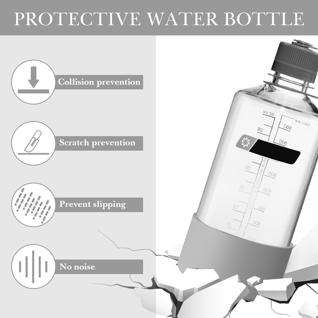Linkidea 2 Pack Water Bottle Boot Compatible with Nalgene Sustain Wide Mouth 32oz/48oz, Narrow Mouth 32oz, Silicone Anti-Slip Bottle Bottom Bumper Protector (Grey) Edition-V17S