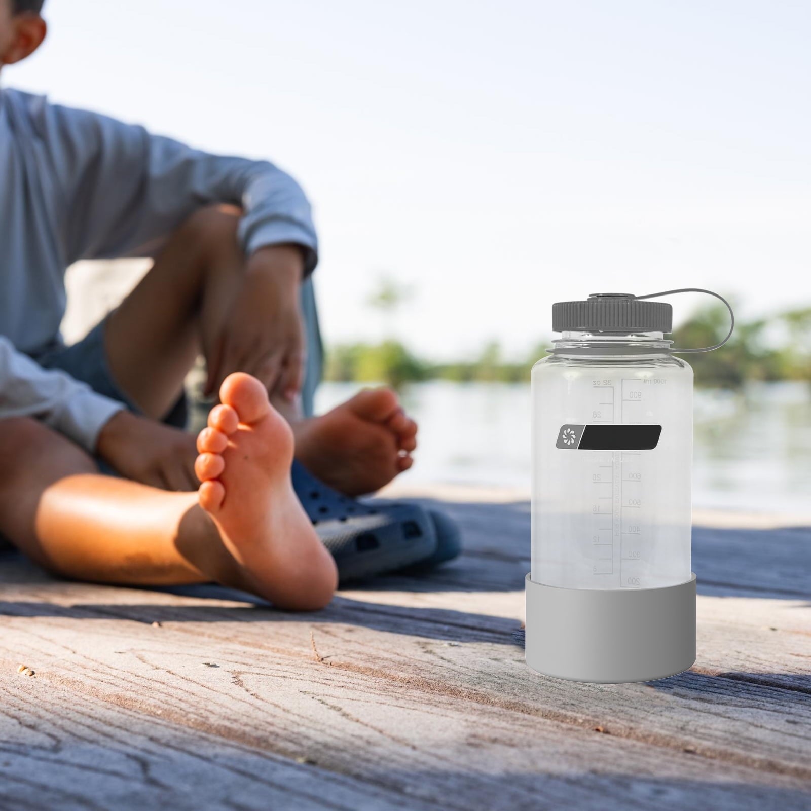 Linkidea 2 Pack Water Bottle Boot Compatible with Nalgene Sustain Wide Mouth 32oz/48oz, Narrow Mouth 32oz, Silicone Anti-Slip Bottle Bottom Bumper Protector (Grey) Edition-V17S