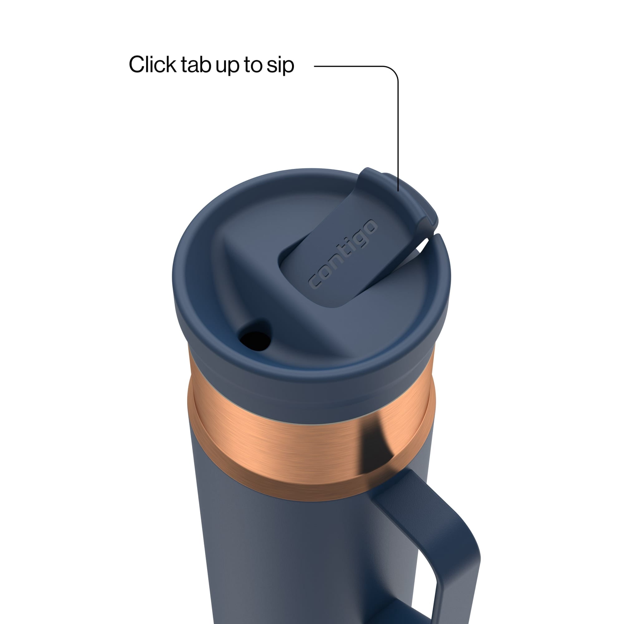 Contigo SnapSeal Leakproof Stainless Steel Reusable Water Bottle Tumbler with Side Handle, Dark Blue/Bronze, 20 oz Edition-GPFZ