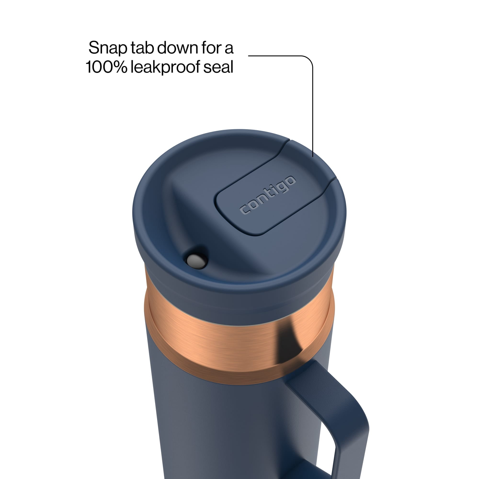 Contigo SnapSeal Leakproof Stainless Steel Reusable Water Bottle Tumbler with Side Handle, Dark Blue/Bronze, 20 oz Edition-GPFZ