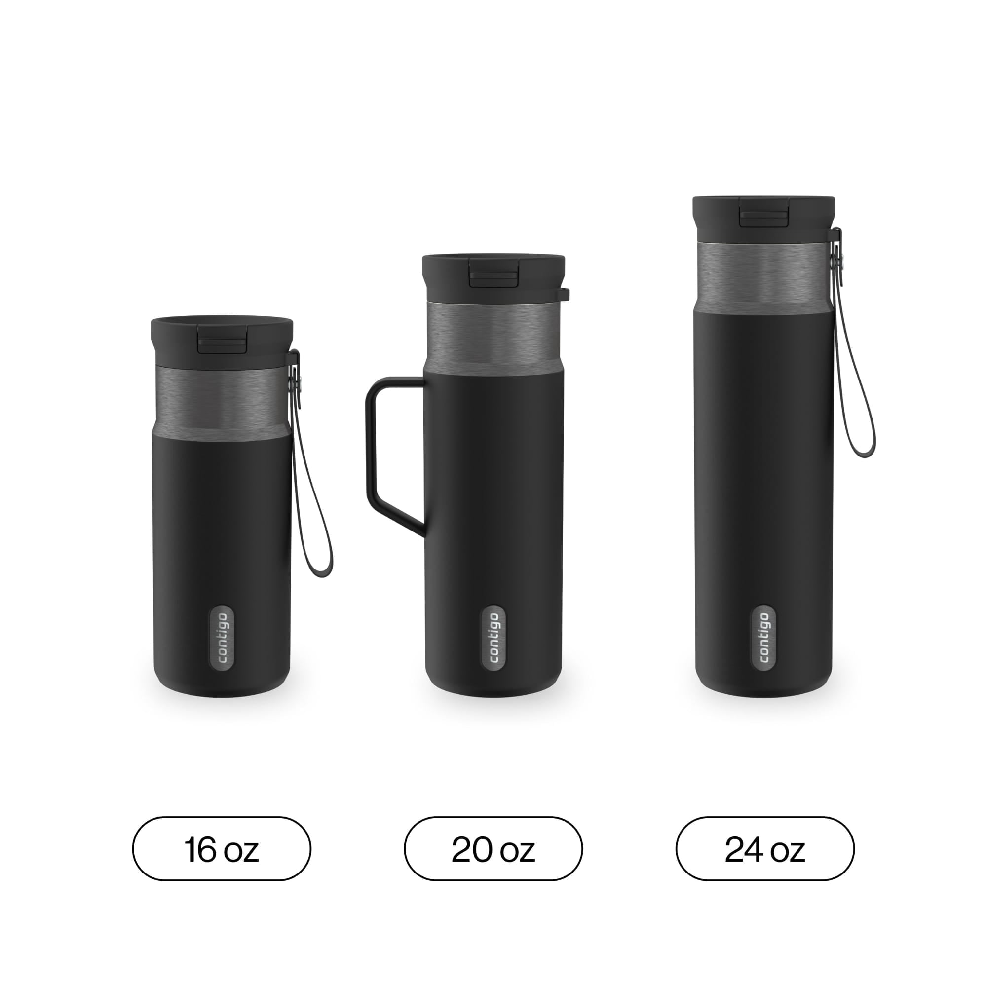 Contigo SnapSeal Leakproof Stainless Steel Reusable Water Bottle Tumbler with Side Handle, Dark Blue/Bronze, 20 oz Edition-GPFZ