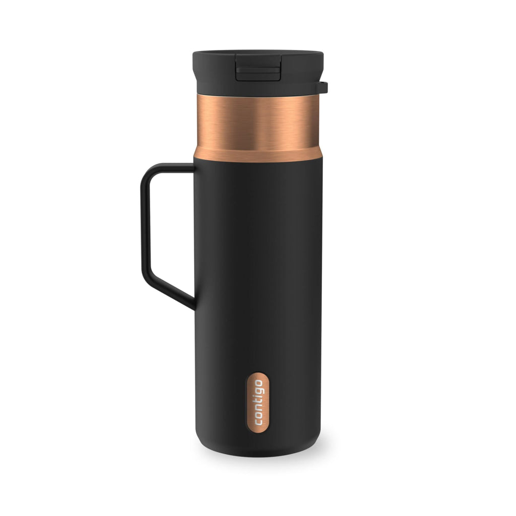 Contigo SnapSeal Leakproof Stainless Steel Reusable Water Bottle Tumbler with Side Handle, Dark Blue/Bronze, 20 oz Edition-GPFZ