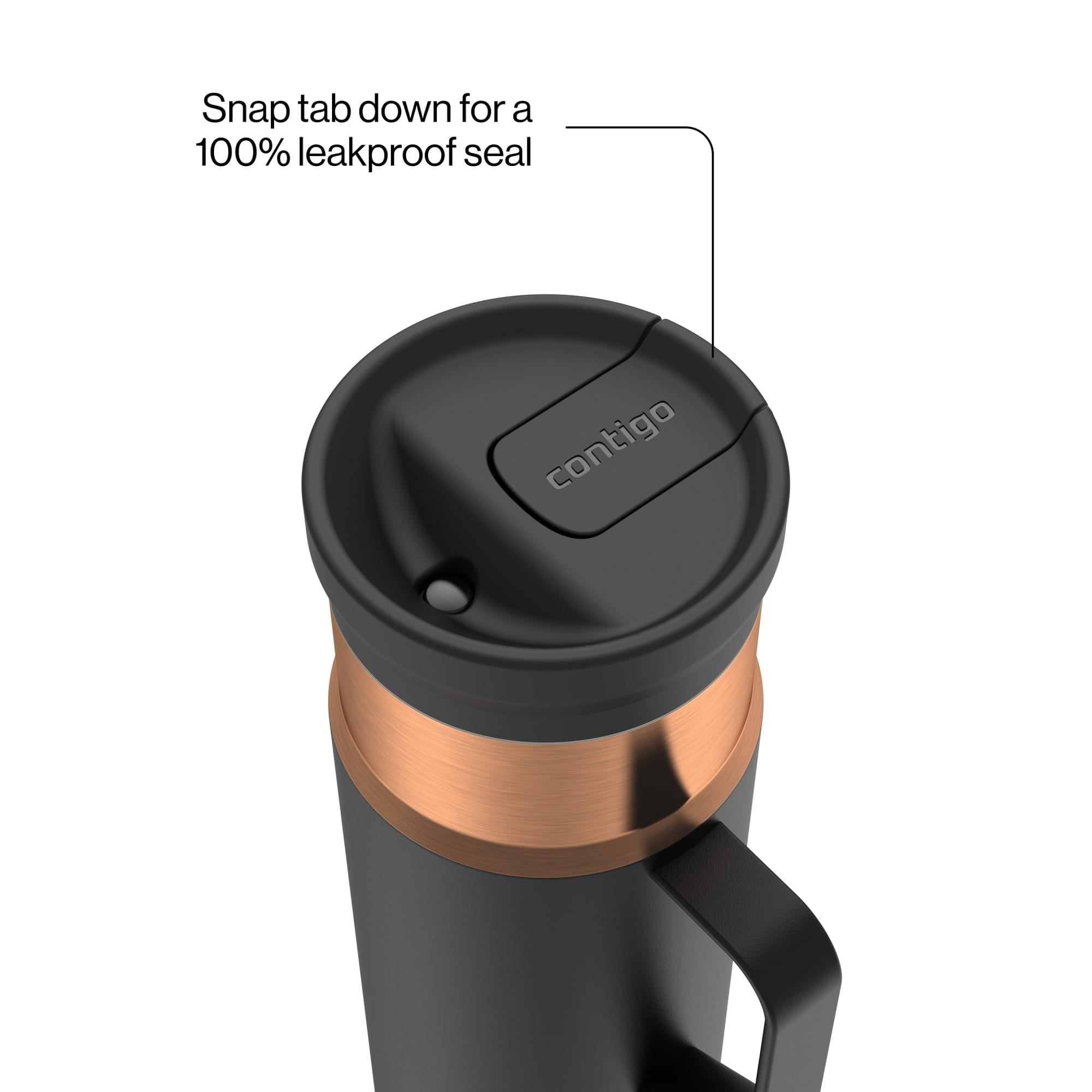 Contigo SnapSeal Leakproof Stainless Steel Reusable Water Bottle Tumbler with Side Handle, Dark Blue/Bronze, 20 oz Edition-GPFZ