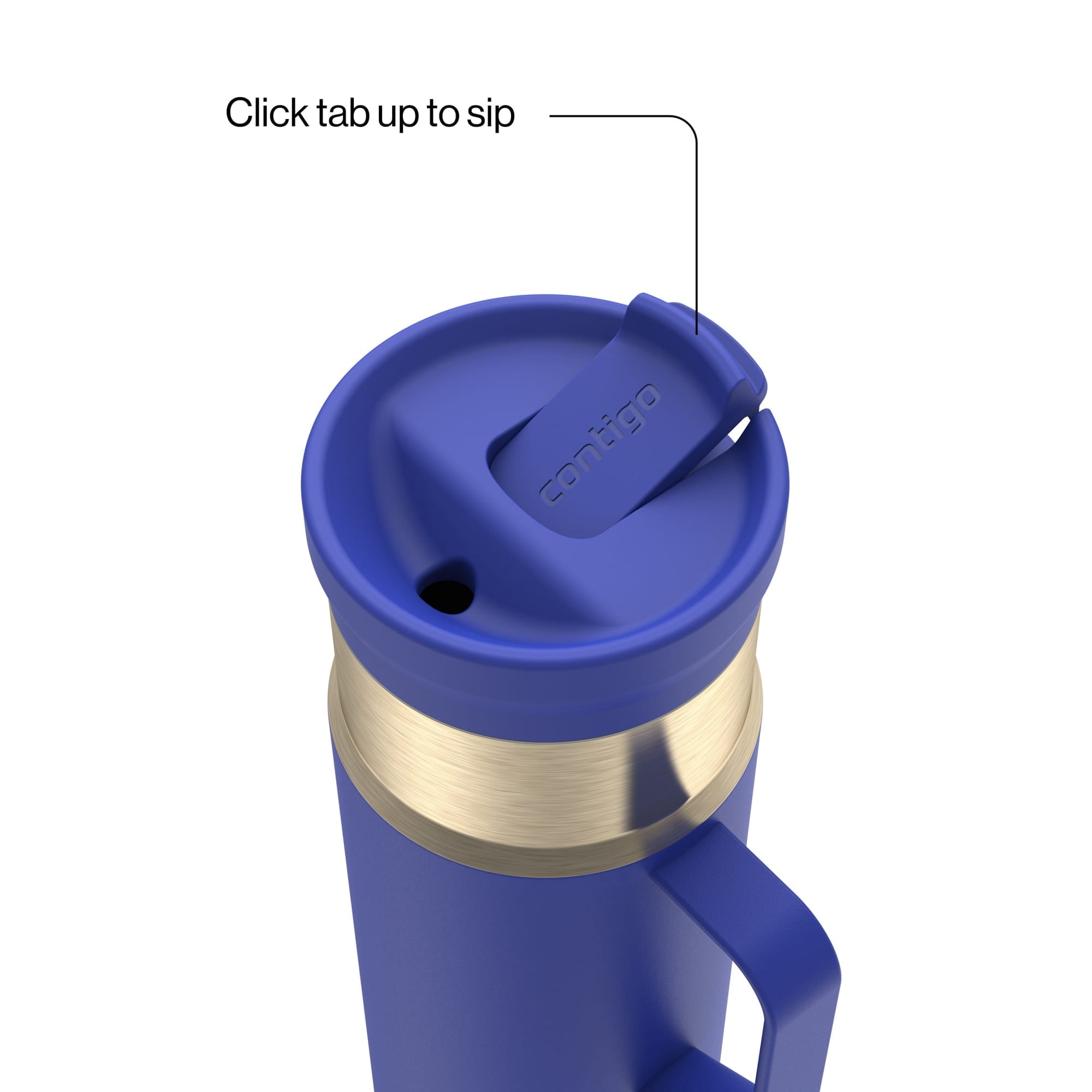 Contigo SnapSeal Leakproof Stainless Steel Reusable Water Bottle Tumbler with Side Handle, Dark Blue/Bronze, 20 oz Edition-GPFZ