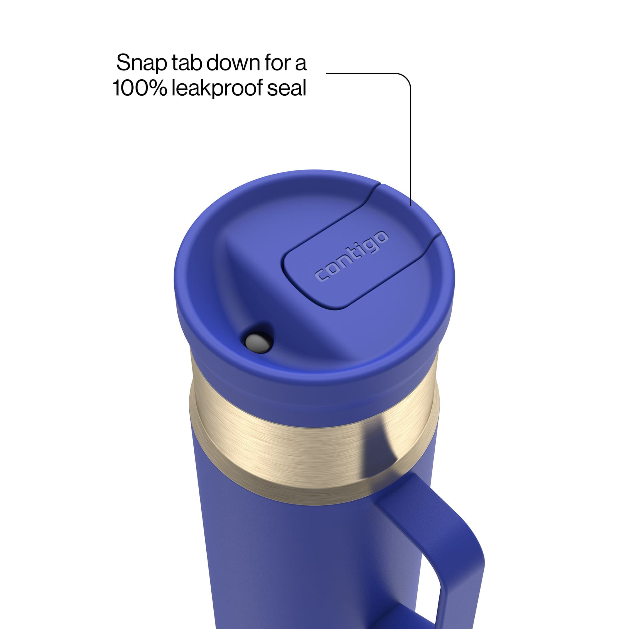 Contigo SnapSeal Leakproof Stainless Steel Reusable Water Bottle Tumbler with Side Handle, Dark Blue/Bronze, 20 oz Edition-GPFZ