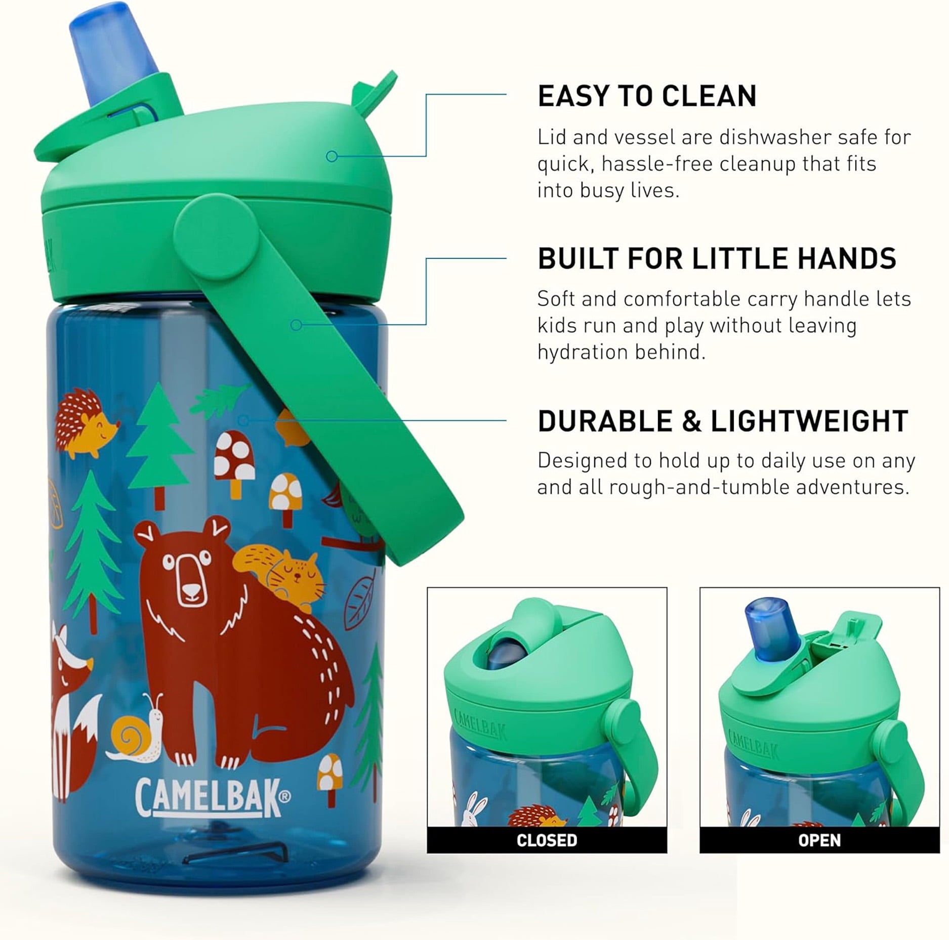 Camelbak Thrive™ Flip Straw Kids 14oz Bottle, Friendly Forest Edition-RF5Z