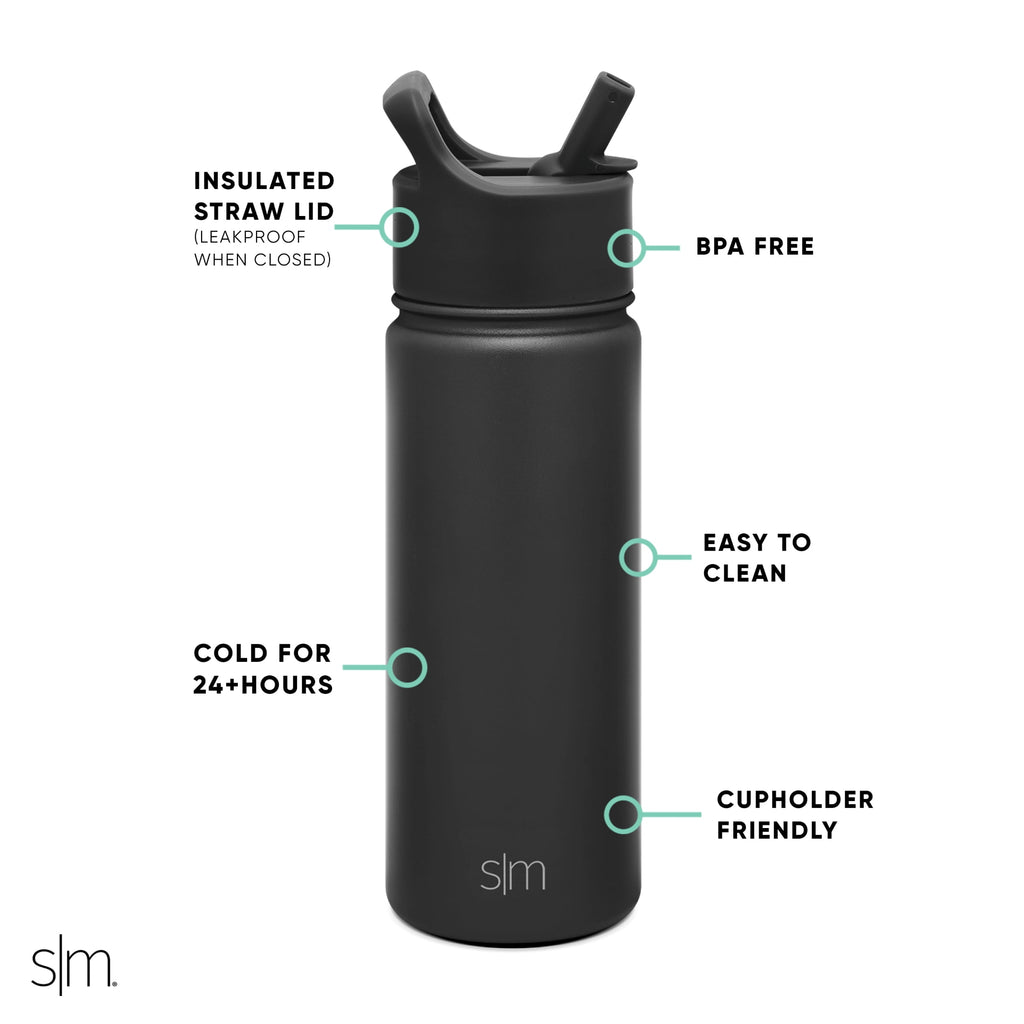 Simple Modern Summit Water Bottle Straw Lid Vacuum Insulated Stainless Steel Bottle | 18 fl oz Edition-S5J6