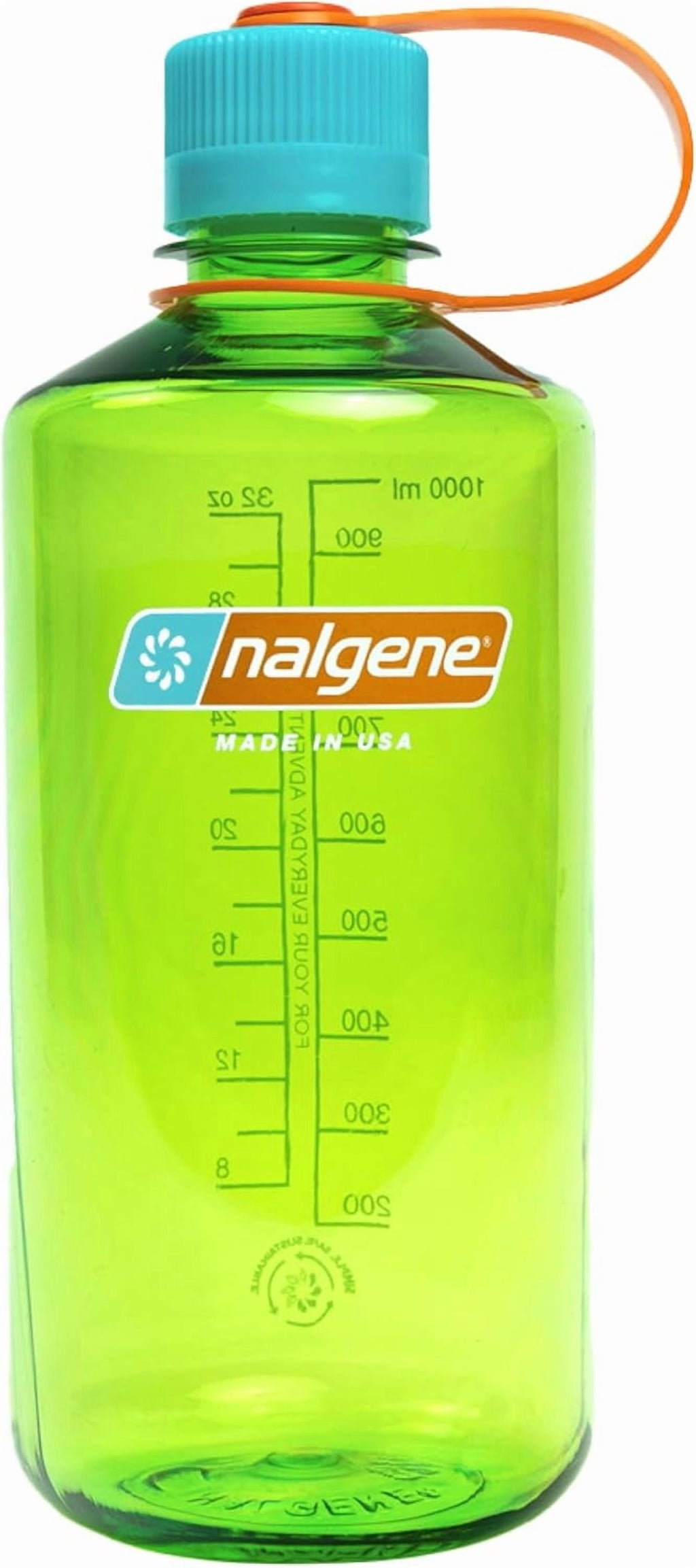 Nalgene Sustain Tritan BPA-Free Water Bottle Made with Material Derived from 50% Plastic Waste, 32 OZ, Narrow Mouth, Pear Edition-VG3H