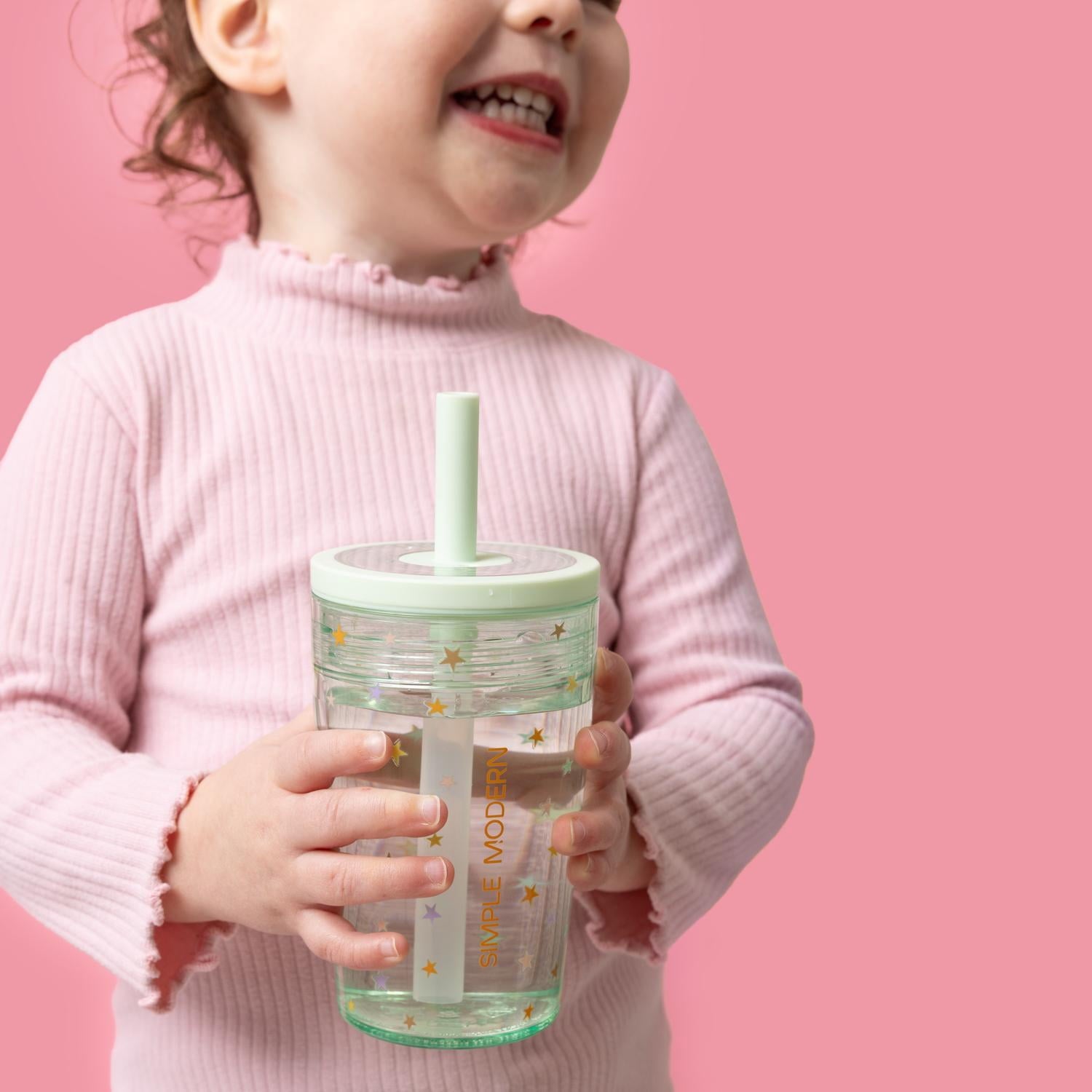 Simple Modern 12 fl oz Tritan Plastic Junior Tumbler with Silicone Straw Lid for Toddlers | Stars Edition-DFAW
