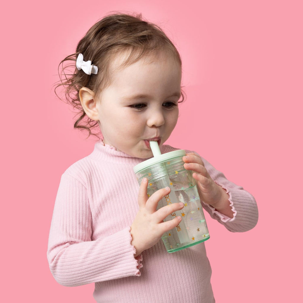 Simple Modern 12 fl oz Tritan Plastic Junior Tumbler with Silicone Straw Lid for Toddlers | Stars Edition-DFAW