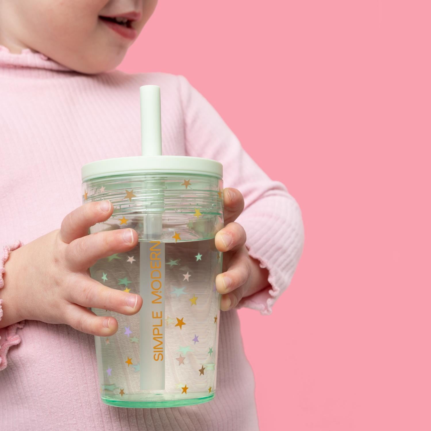 Simple Modern 12 fl oz Tritan Plastic Junior Tumbler with Silicone Straw Lid for Toddlers | Stars Edition-DFAW