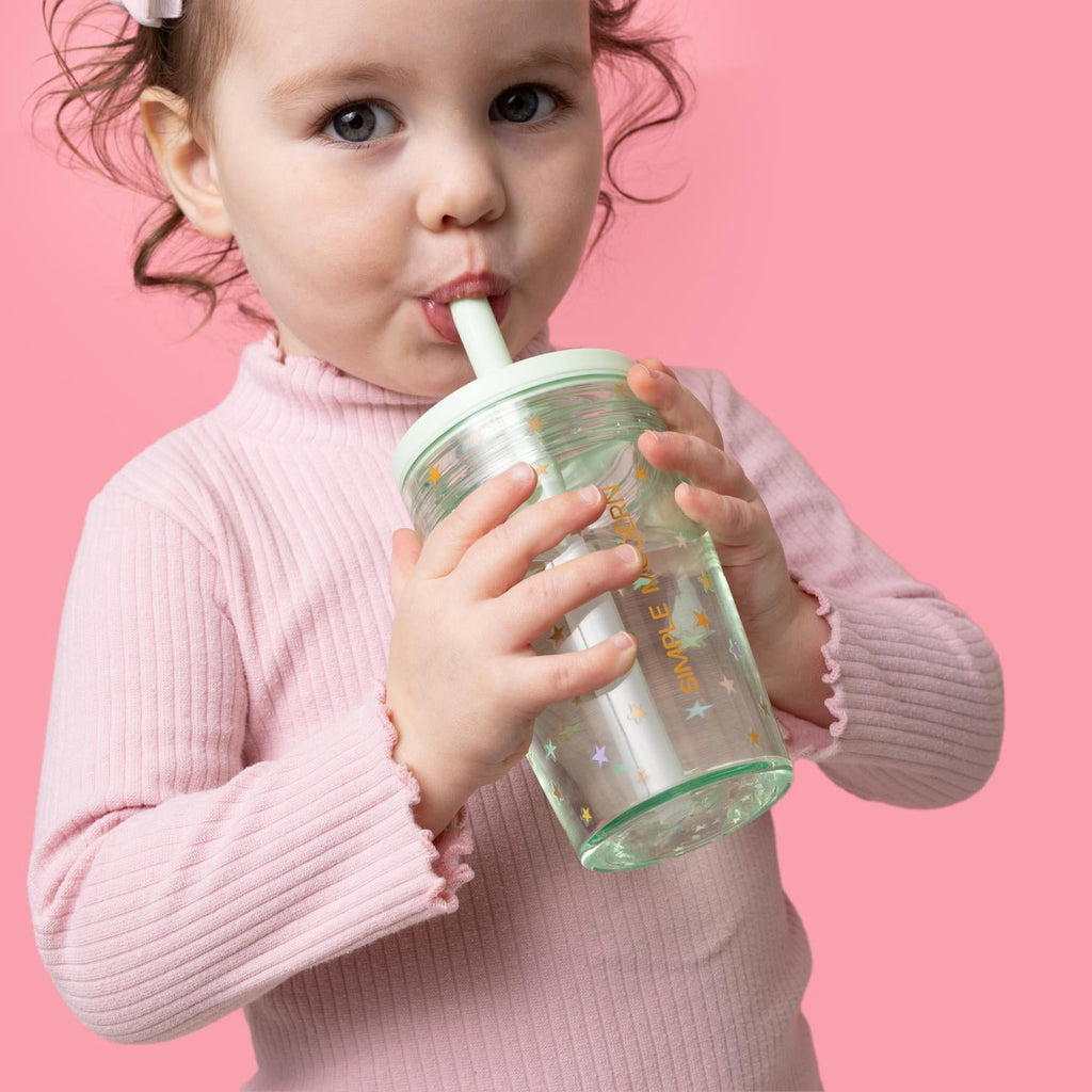 Simple Modern 12 fl oz Tritan Plastic Junior Tumbler with Silicone Straw Lid for Toddlers | Stars Edition-DFAW