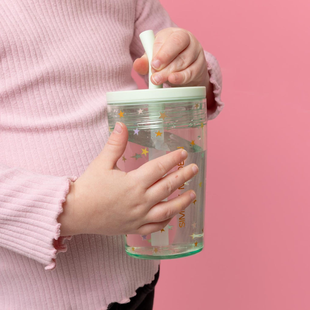 Simple Modern 12 fl oz Tritan Plastic Junior Tumbler with Silicone Straw Lid for Toddlers | Stars Edition-DFAW