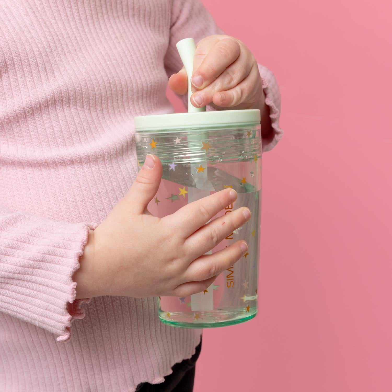 Simple Modern 12 fl oz Tritan Plastic Junior Tumbler with Silicone Straw Lid for Toddlers | Stars Edition-DFAW