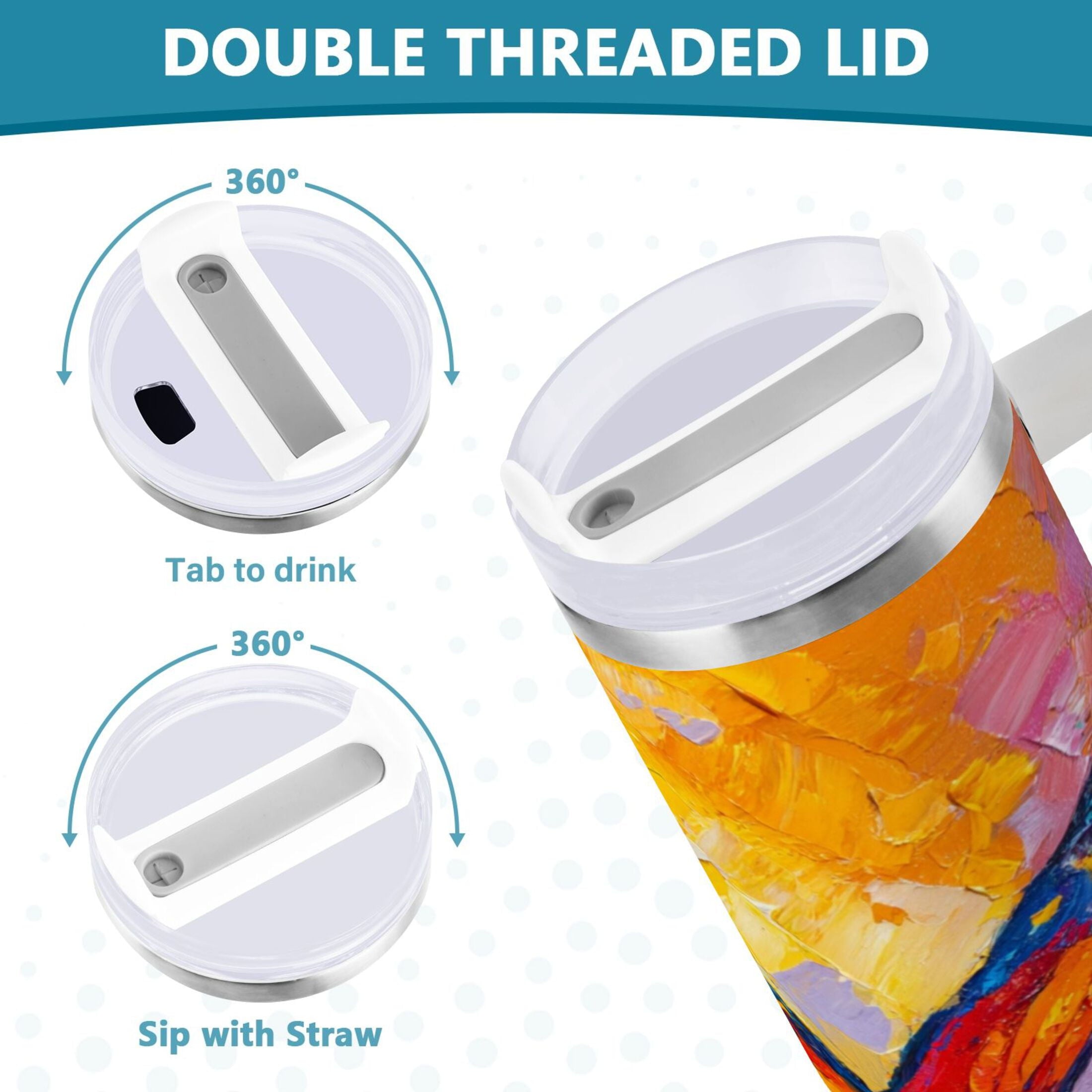 30 oz Insulated Stainless Steel Tumbler Double Wall Stainless Steel Tumbler with 2-Way Drinking Colorful Butterfly Flying Edition-VFFO