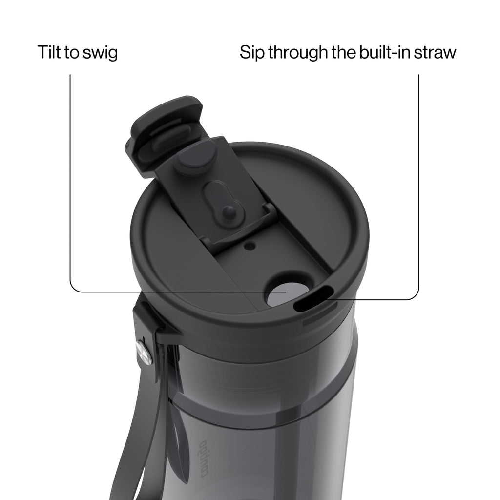 Contigo DualSip Leakproof Plastic Reusable Water Bottle with Carrying Strap, Black/Clear, 24 oz Edition-V5CW
