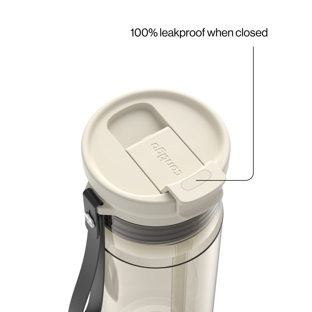 Contigo DualSip Leakproof Plastic Reusable Water Bottle with Carrying Strap, Black/Clear, 24 oz Edition-V5CW