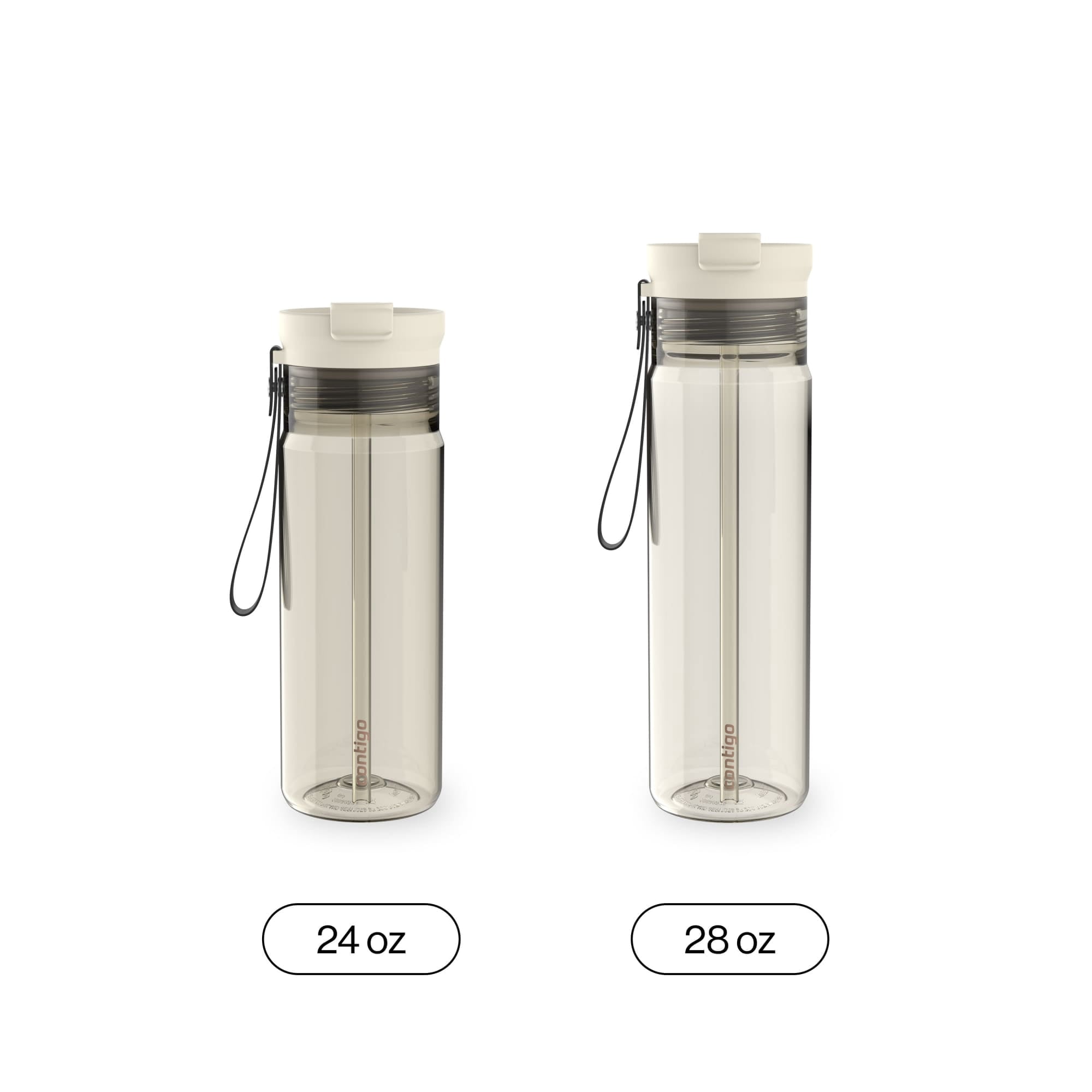 Contigo DualSip Leakproof Plastic Reusable Water Bottle with Carrying Strap, Black/Clear, 24 oz Edition-V5CW