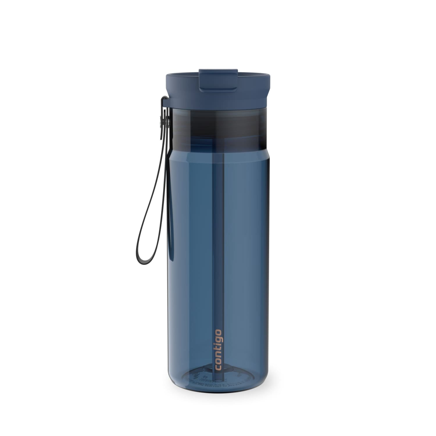 Contigo DualSip Leakproof Plastic Reusable Water Bottle with Carrying Strap, Black/Clear, 24 oz Edition-V5CW