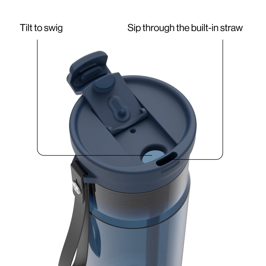 Contigo DualSip Leakproof Plastic Reusable Water Bottle with Carrying Strap, Black/Clear, 24 oz Edition-V5CW