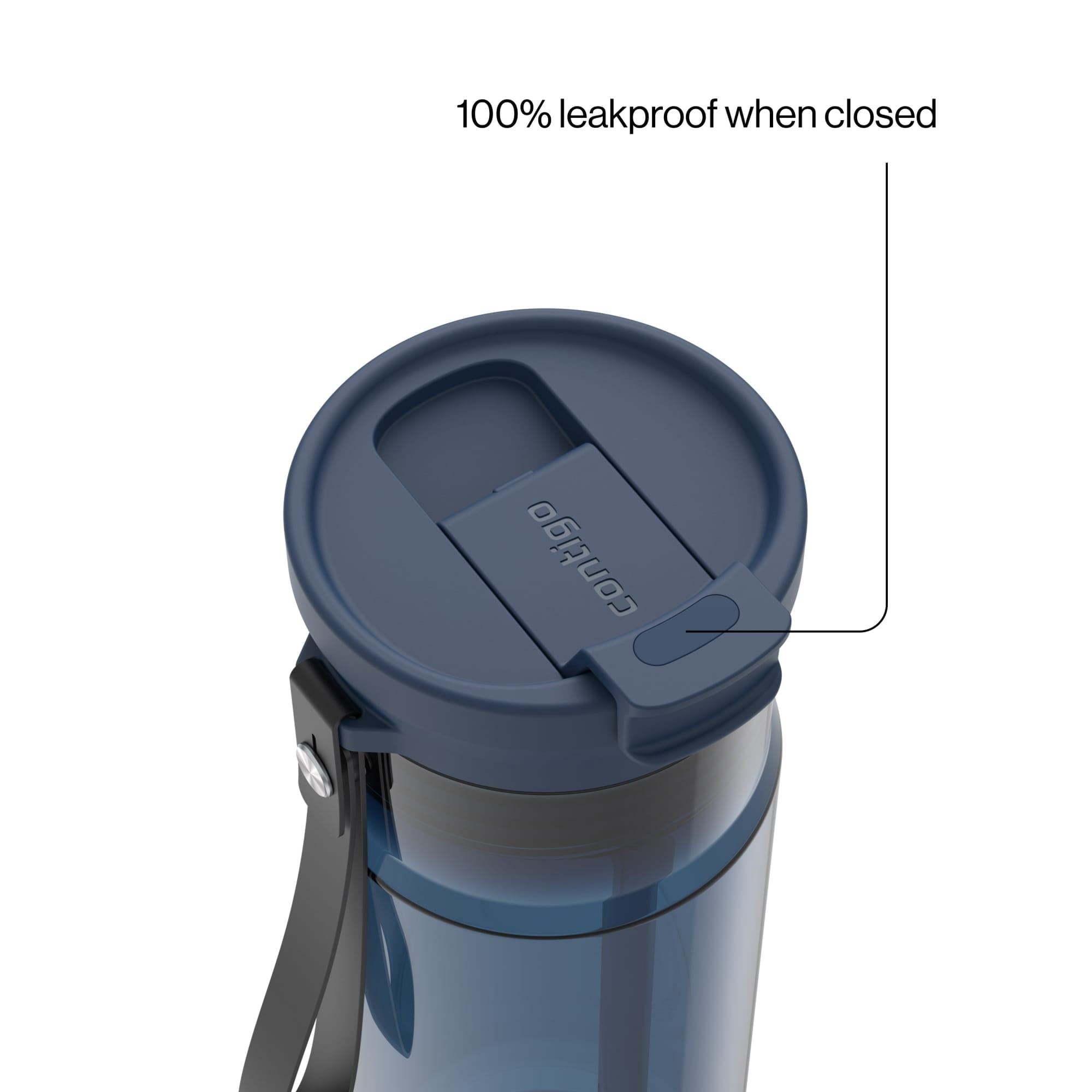 Contigo DualSip Leakproof Plastic Reusable Water Bottle with Carrying Strap, Black/Clear, 24 oz Edition-V5CW