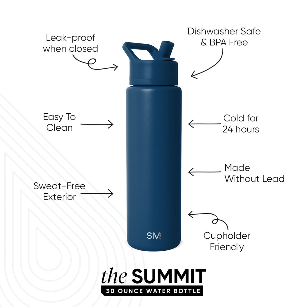 Simple Modern 30 fl oz Insulated Stainless Steel Summit Wide Mouth Water Bottle with Straw Lid | Slumberland Edition-83DY