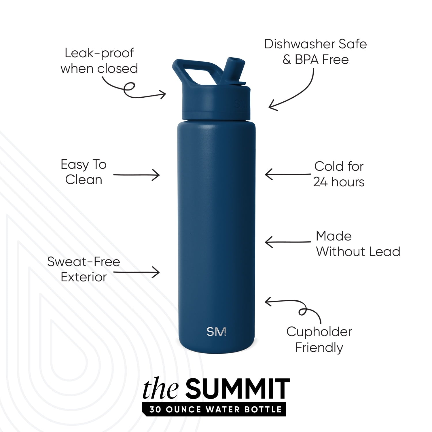 Simple Modern 30 fl oz Insulated Stainless Steel Summit Wide Mouth Water Bottle with Straw Lid | Slumberland Edition-83DY