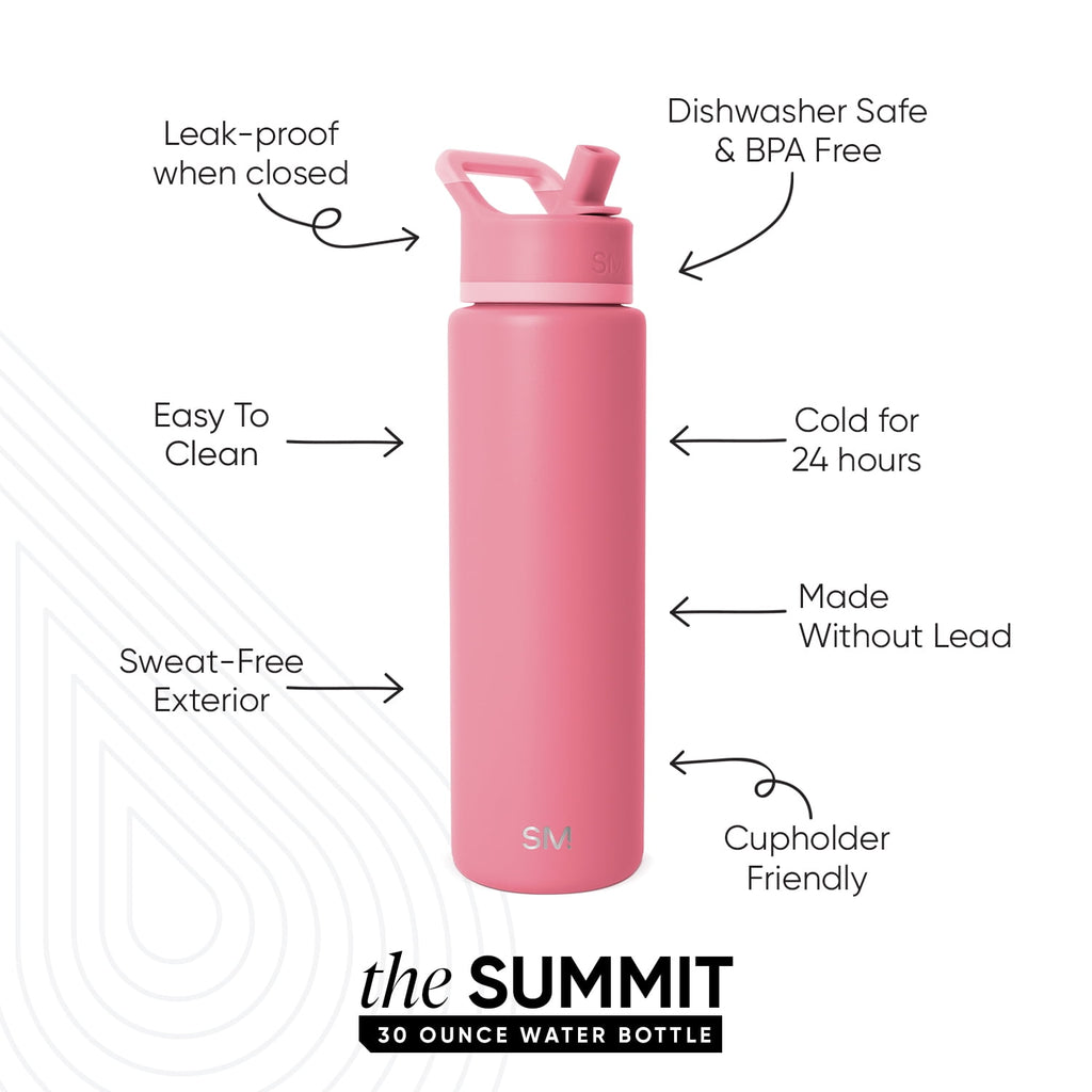 Simple Modern 30 fl oz Insulated Stainless Steel Summit Wide Mouth Water Bottle with Straw Lid | Slumberland Edition-83DY
