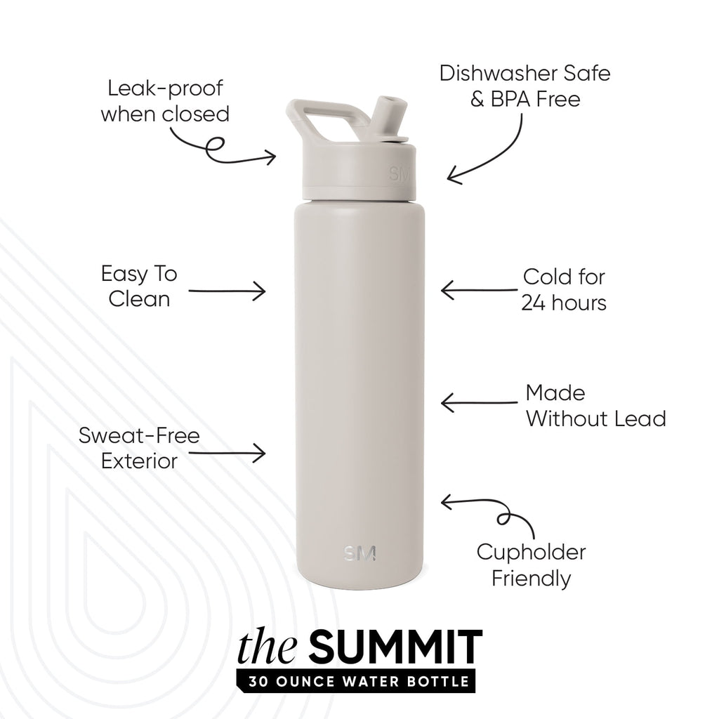 Simple Modern 30 fl oz Insulated Stainless Steel Summit Wide Mouth Water Bottle with Straw Lid | Slumberland Edition-83DY