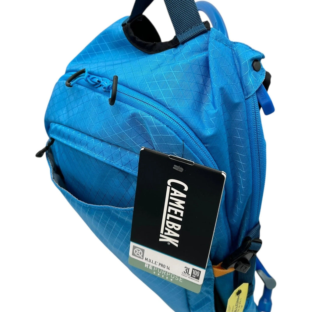 CAMELBAK M.U.L.E Pro 14L Bike Hydration Backpack 100 oz, Ibiza Blue/Orange Edition-M7M7