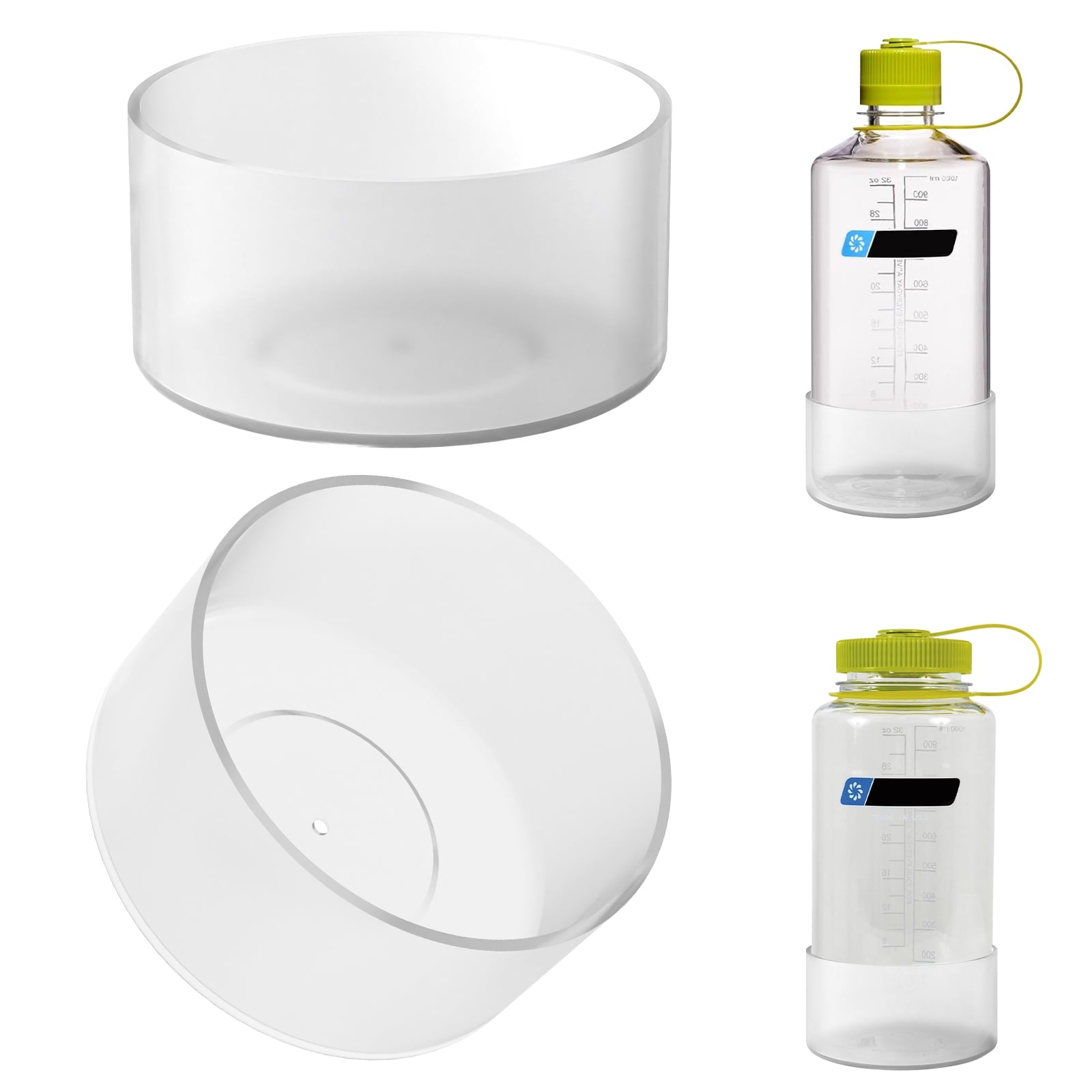Linkidea 2 Pack Water Bottle Boot Compatible with Nalgene Sustain Wide Mouth 32oz/48oz, Narrow Mouth 32oz, Silicone Anti-Slip Bottle Bottom Bumper Protector (Clear White) Edition-1LGP