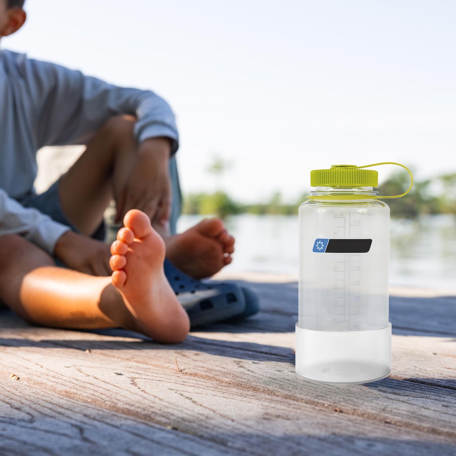 Linkidea 2 Pack Water Bottle Boot Compatible with Nalgene Sustain Wide Mouth 32oz/48oz, Narrow Mouth 32oz, Silicone Anti-Slip Bottle Bottom Bumper Protector (Clear White) Edition-1LGP