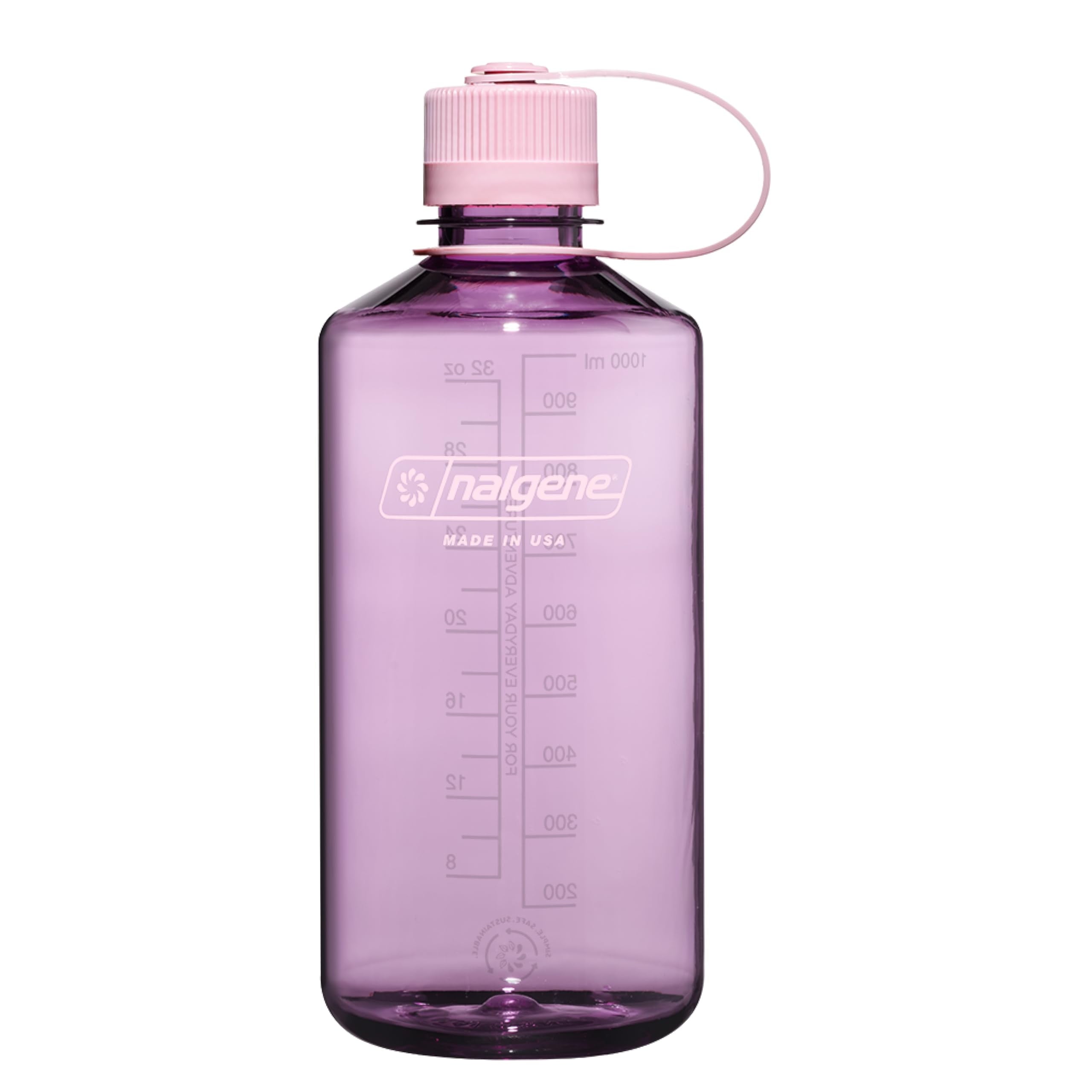 Nalgene Sustain Tritan BPA-Free Water Bottle Made with Material Derived from 50% Plastic Waste (using ISCC certified mass balance), 32 OZ, Narrow Mouth, Cherry Blossom Edition-6XTQ