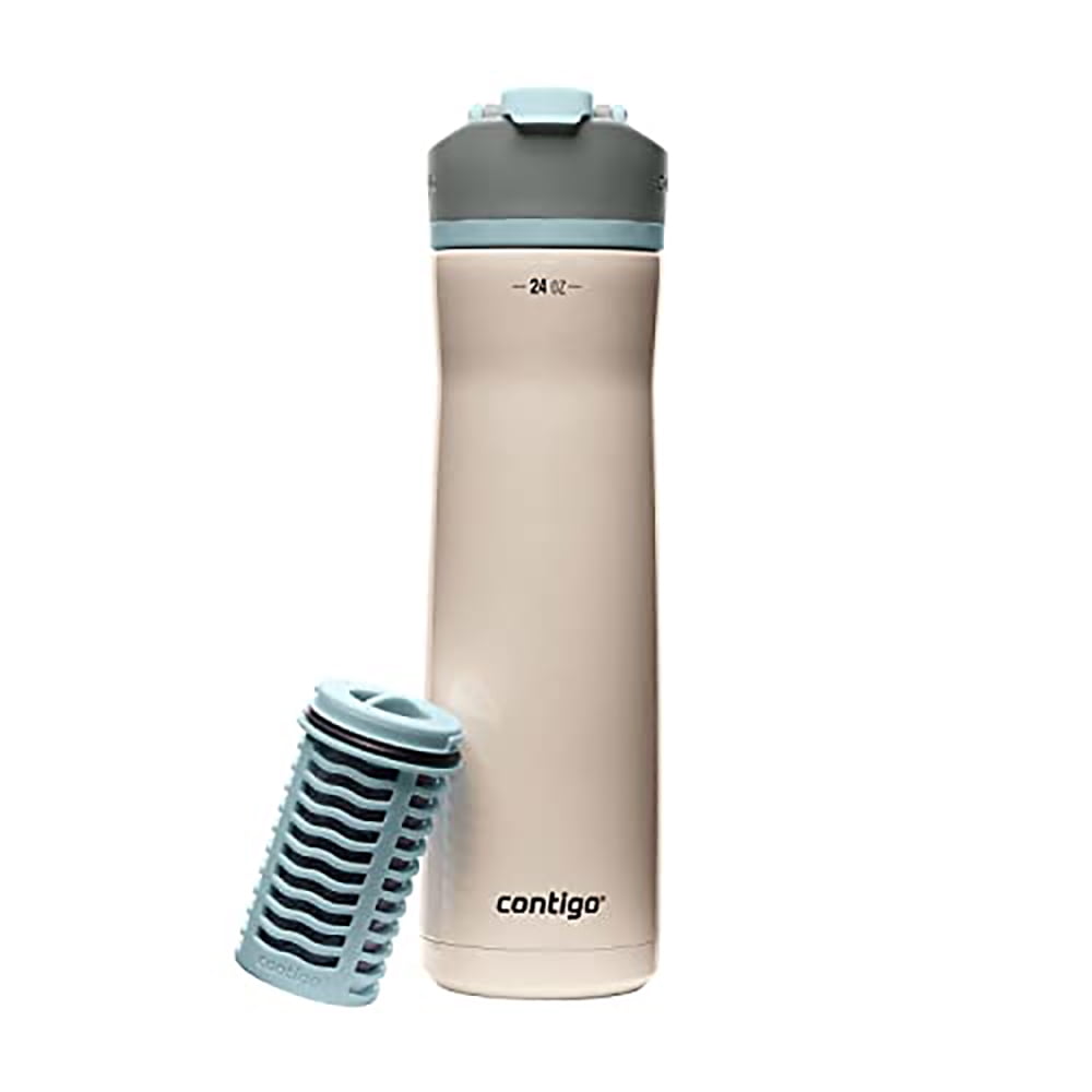 Contigo Clybourn Chill Stainless Steel FreeFlow Filter Water Bottle with AUTOSEAL, 24oz Salt Edition-ZT6U