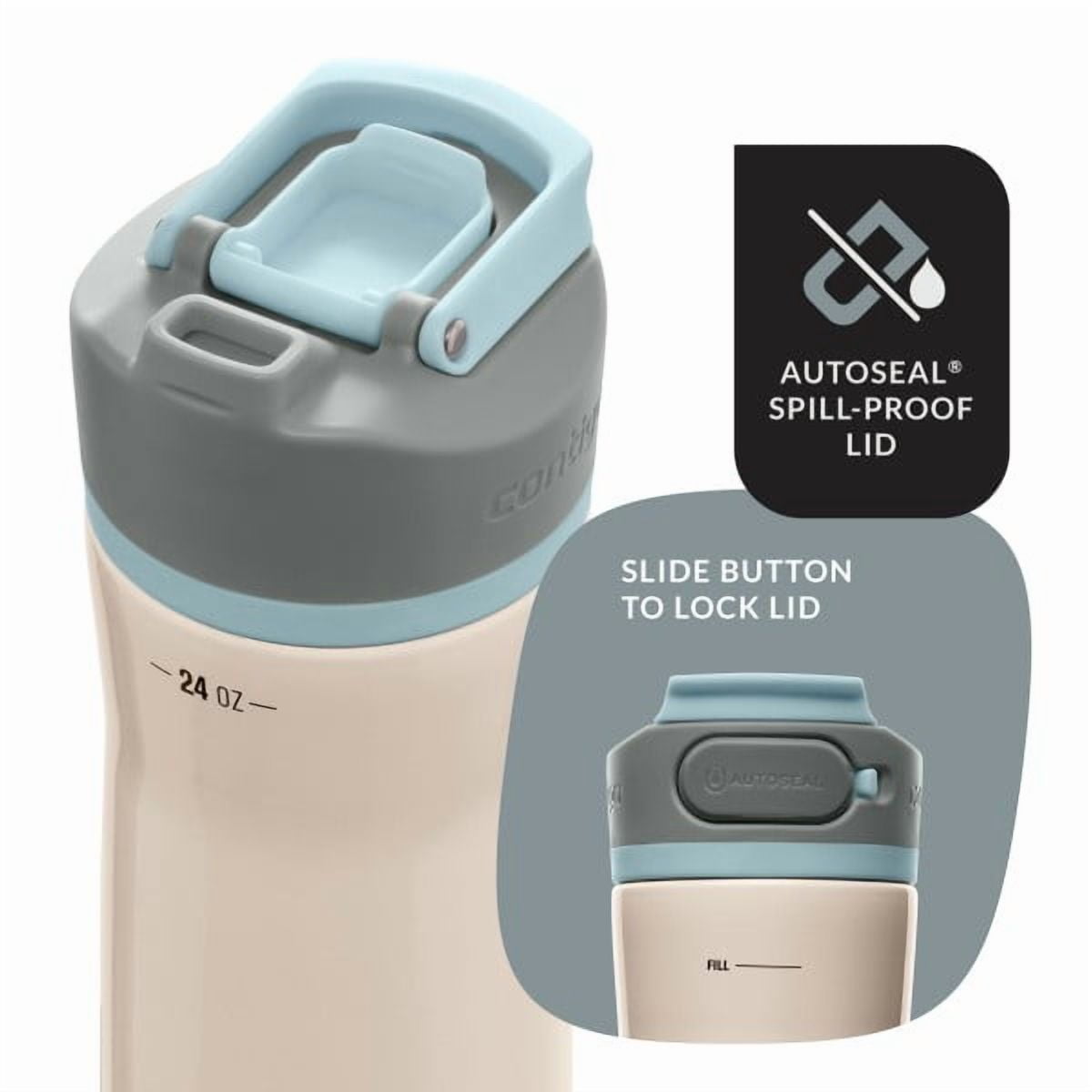 Contigo Clybourn Chill Stainless Steel FreeFlow Filter Water Bottle with AUTOSEAL, 24oz Salt Edition-ZT6U